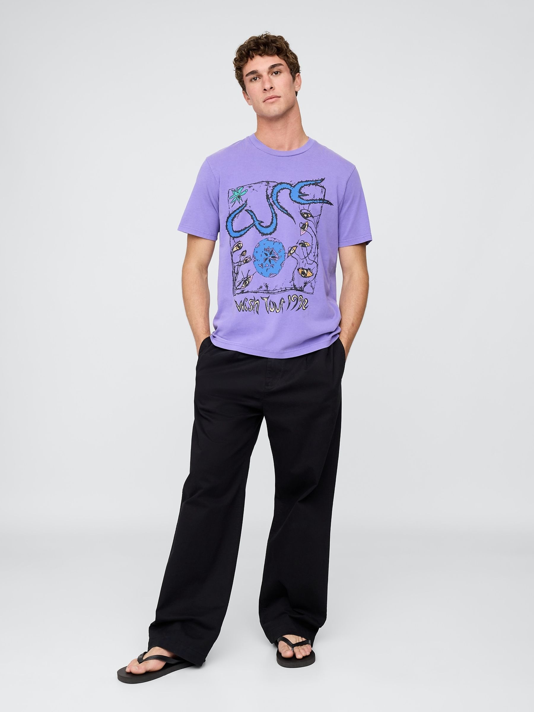 Purple The Cure Relaxed Short Sleeve Graphic Band Tee - Image 3 of 5
