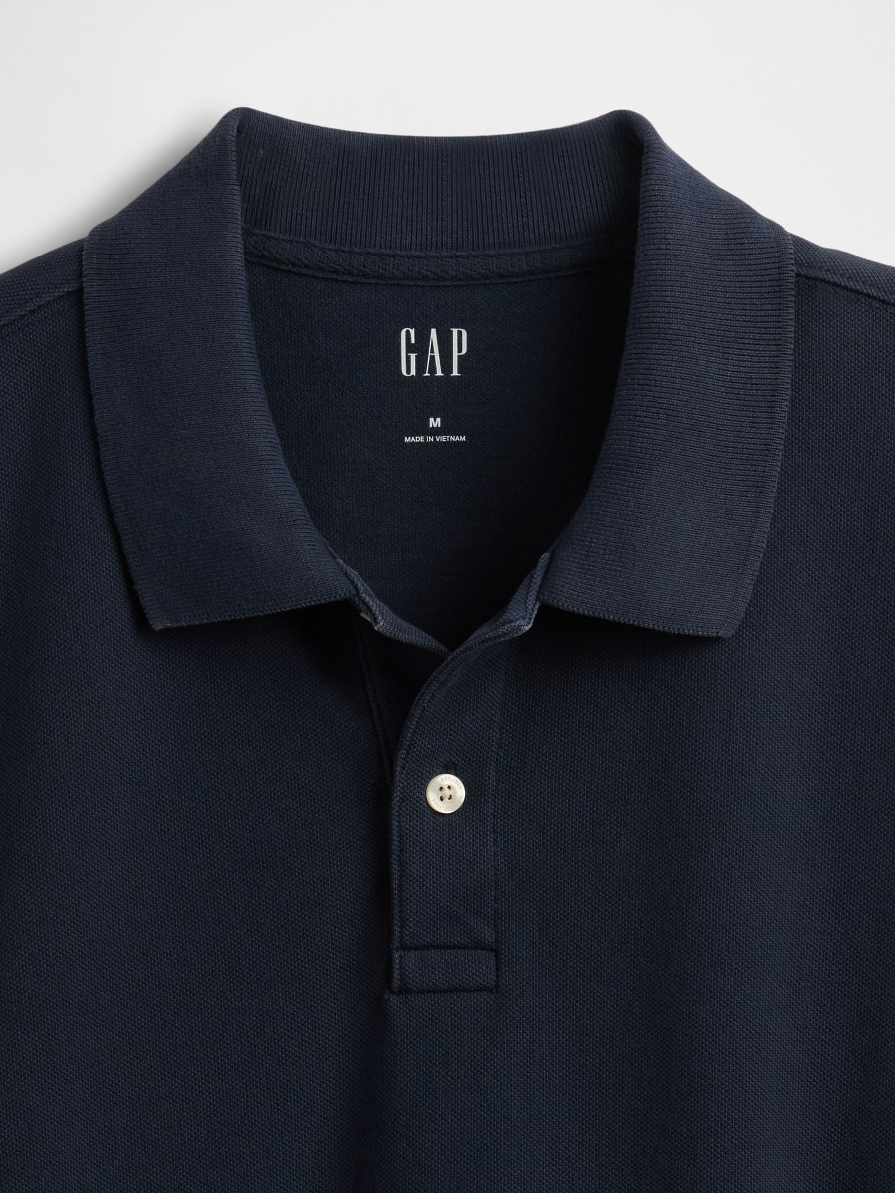 Navy/Blue Cotton Pique Short Sleeve Polo Shirt - Image 5 of 5