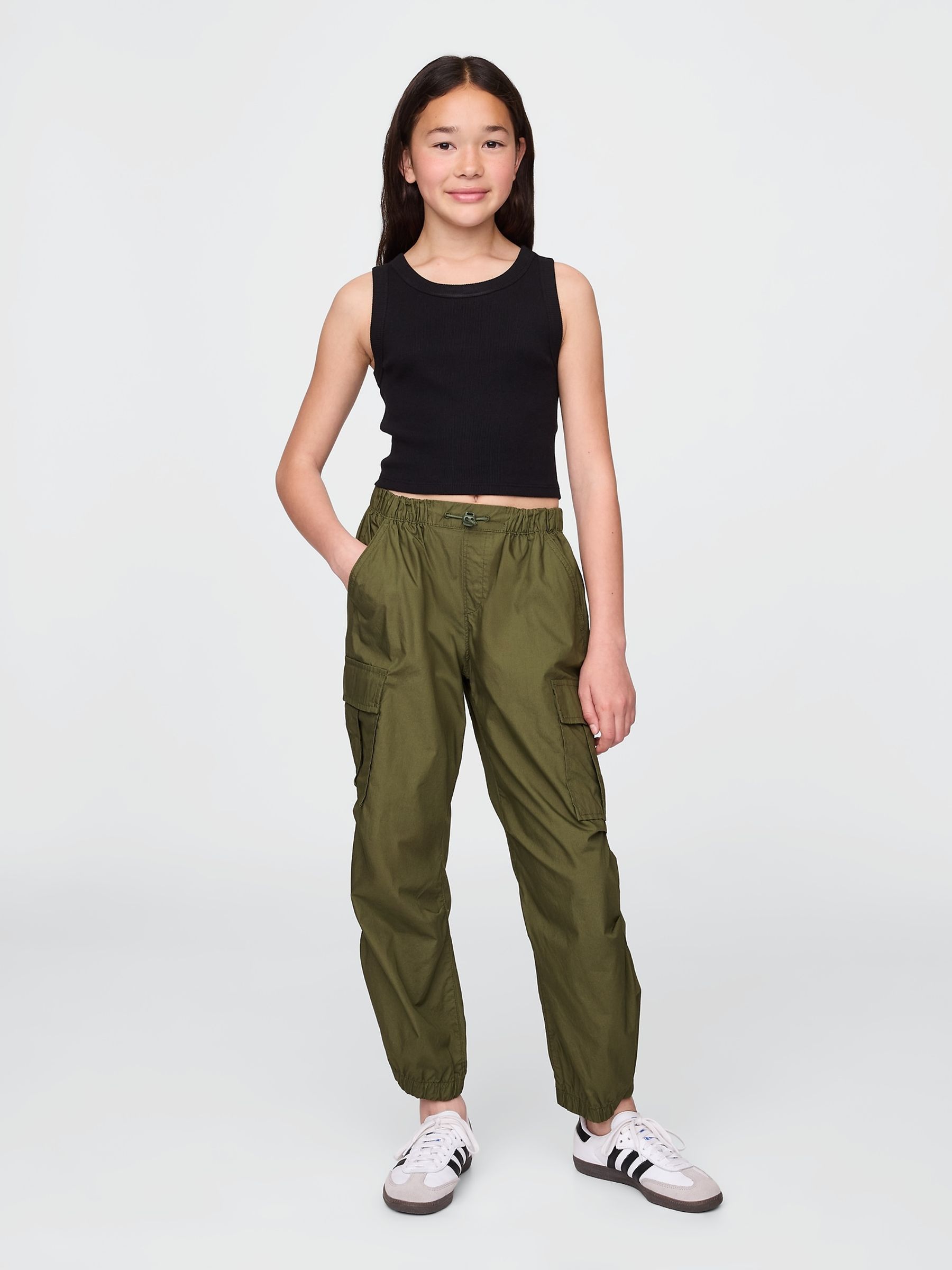 Khaki Green Easy Cargo Parachute Trousers (4-13yrs) - Image 3 of 4