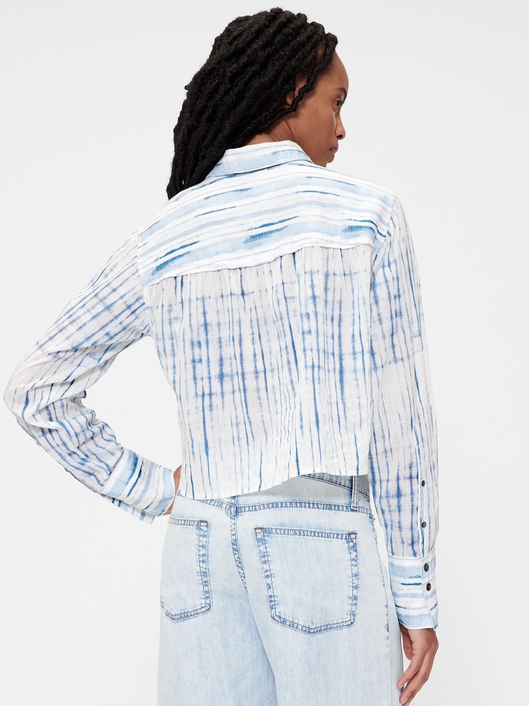 GapStudio Blue Voile Crop Shirt - Image 2 of 6