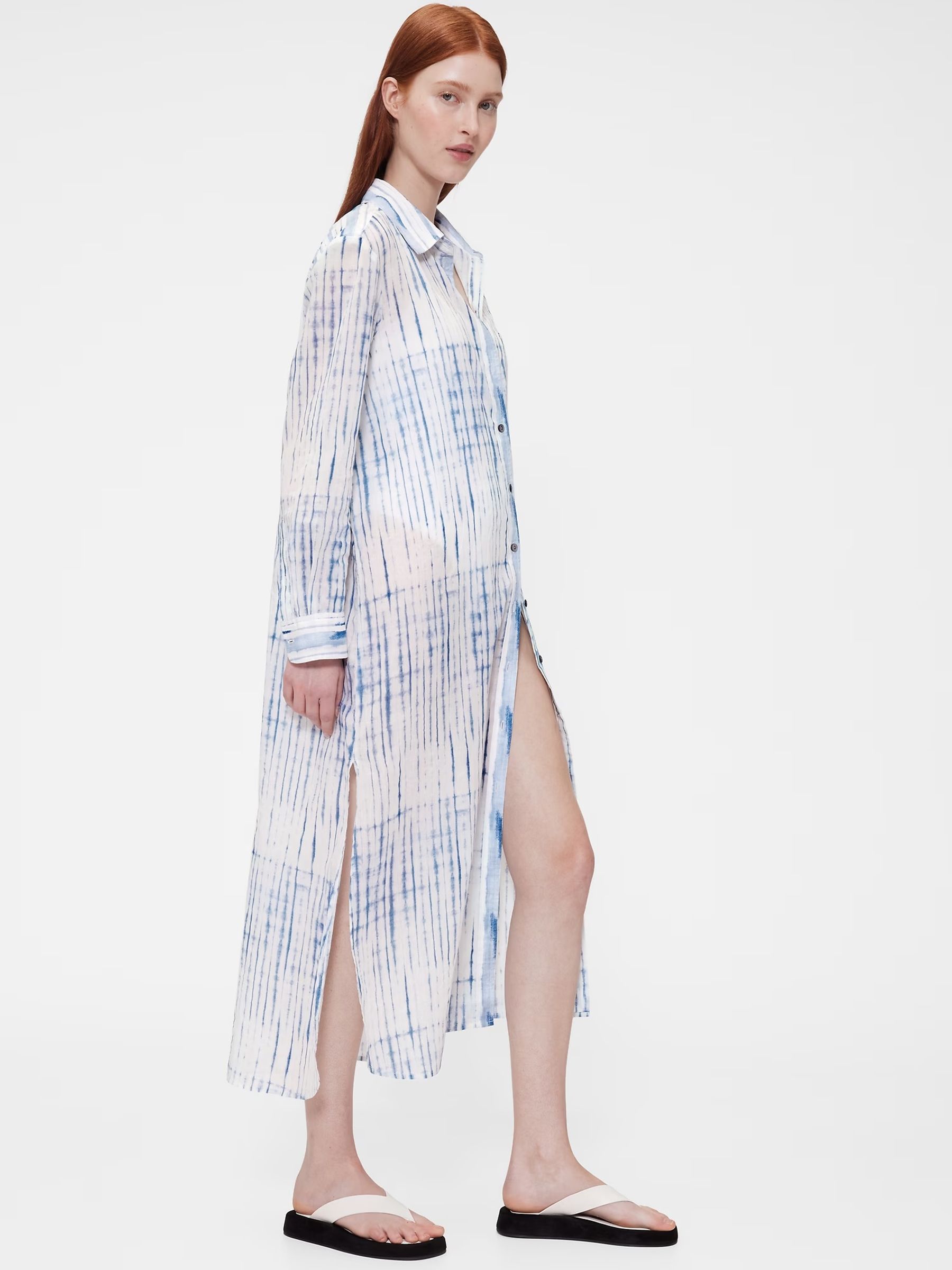 GapStudio Blue/White Voile Shirt Dress - Image 3 of 7