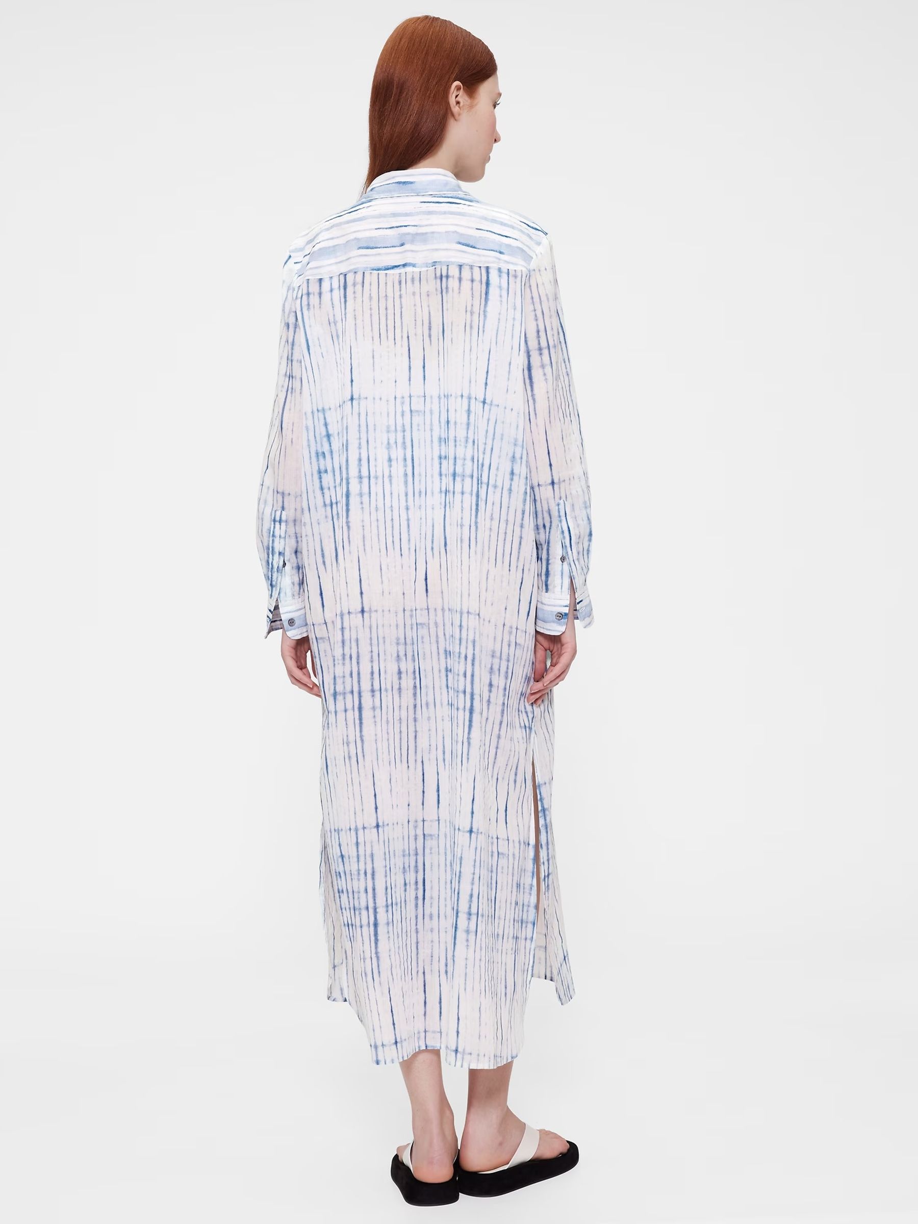 GapStudio Blue/White Voile Shirt Dress - Image 4 of 7