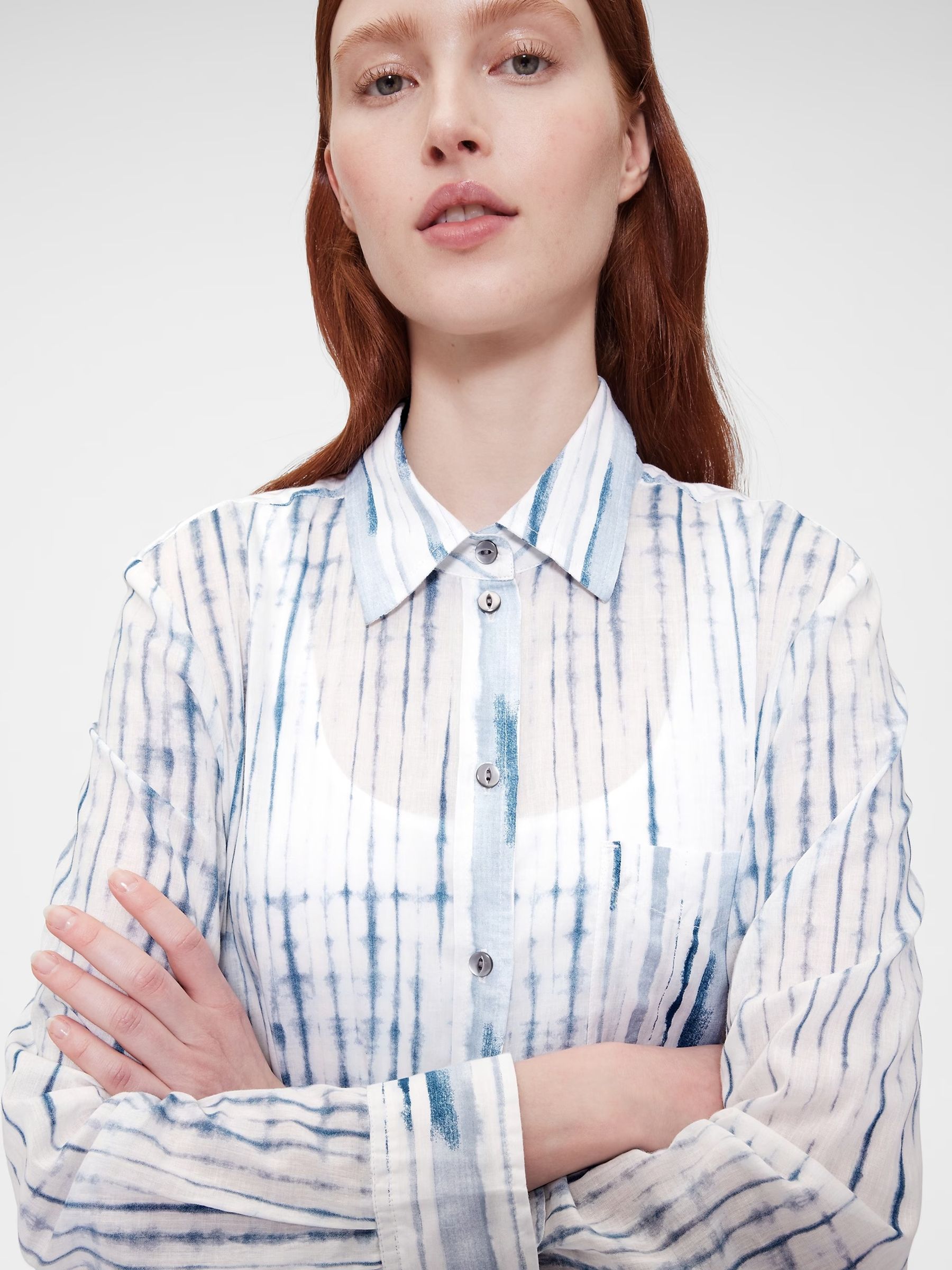 GapStudio Blue/White Voile Shirt Dress - Image 5 of 7