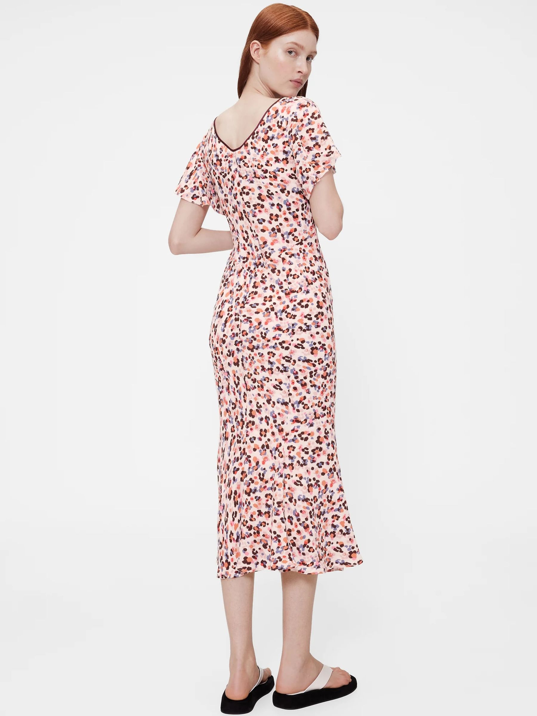GapStudio Pink Print Print V-Neck Midi Dress - Image 2 of 7