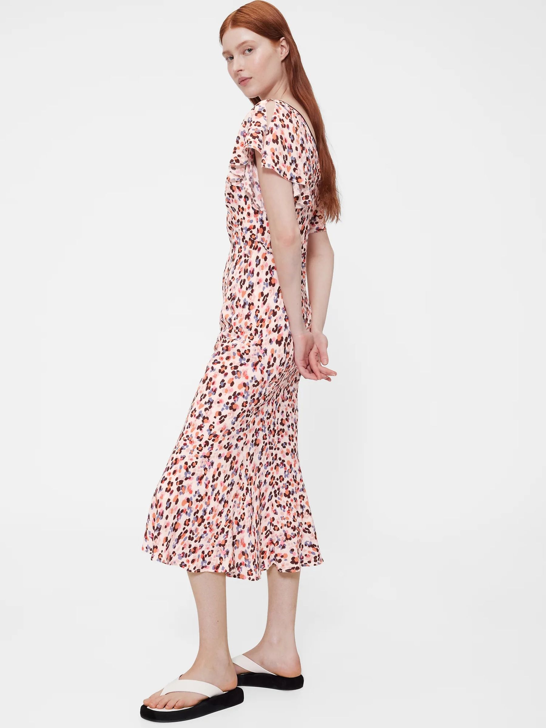 GapStudio Pink Print Print V-Neck Midi Dress - Image 3 of 7