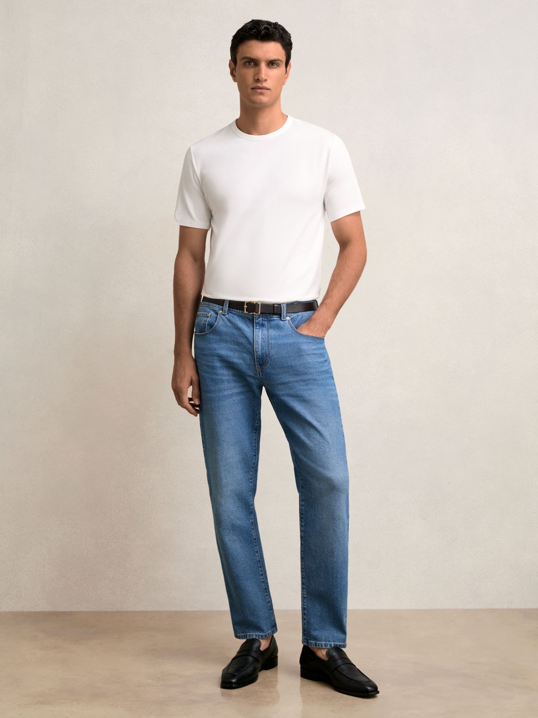 Stretch-Cotton Crew-Neck T-Shirt in White - Image 3 of 7