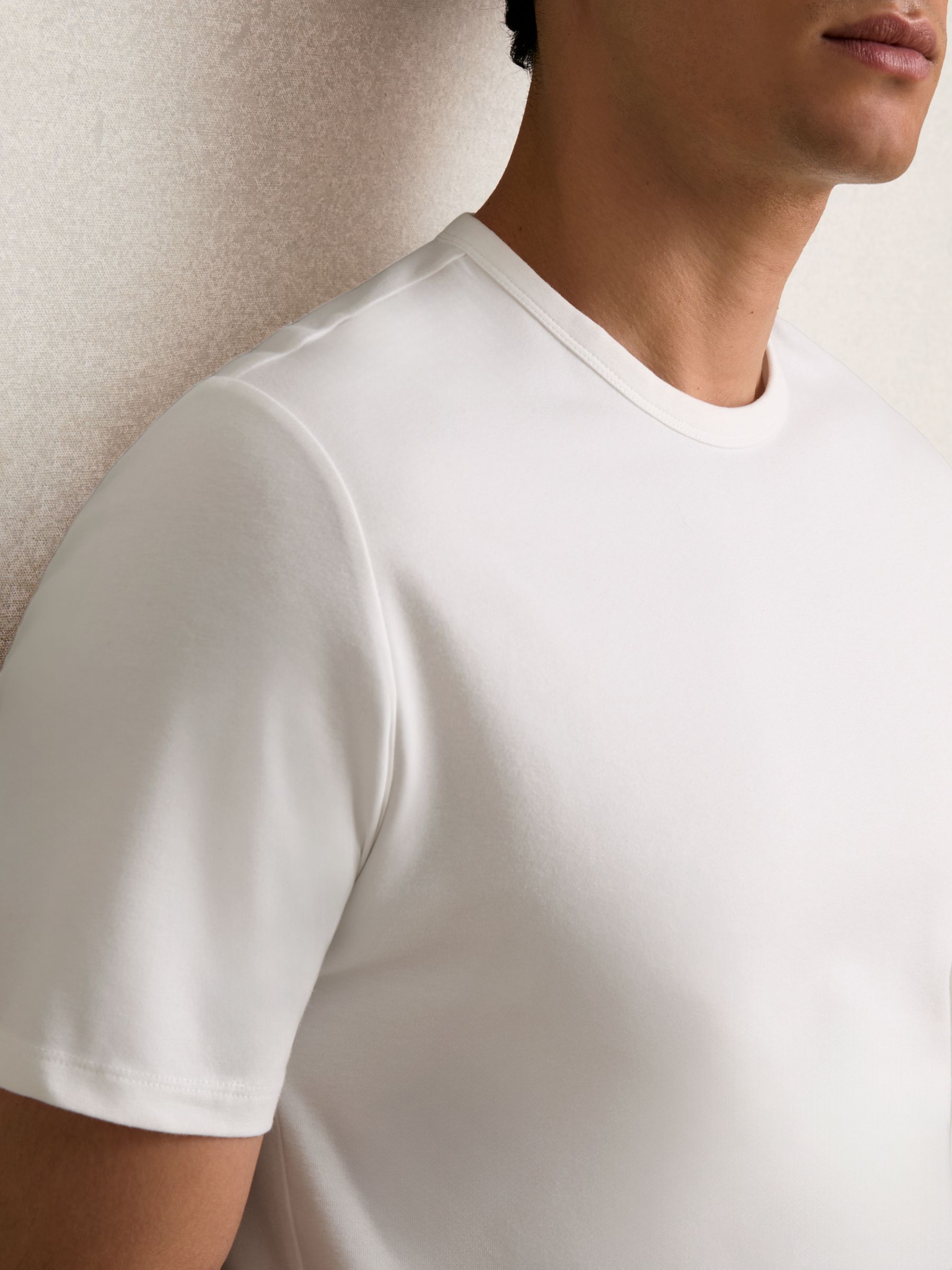 Stretch-Cotton Crew-Neck T-Shirt in White - Image 4 of 7