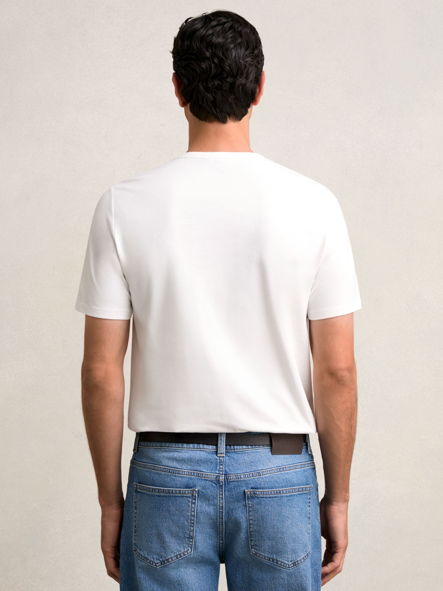 Stretch-Cotton Crew-Neck T-Shirt in White - Image 5 of 7