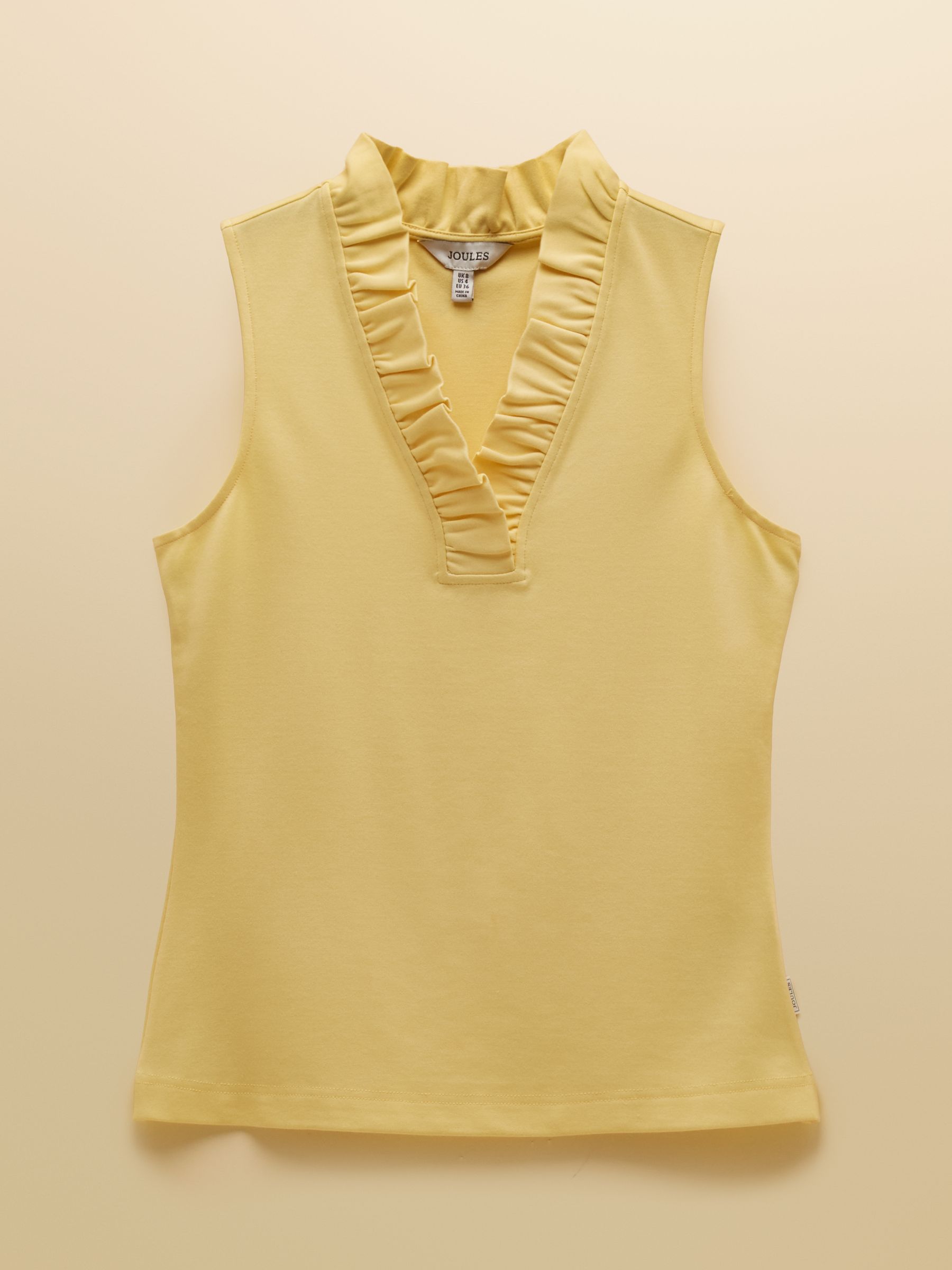 Heidi Lemon Yellow Sleeveless Frill Neck Jersey Top - Image 6 of 6