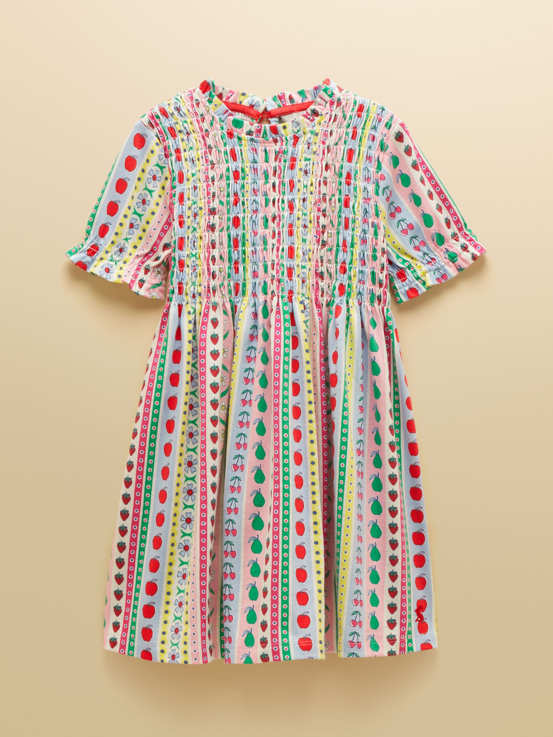 Girls' Gracie Multi Stripe Short Sleeve Shirred Dress - Image 1 of 5