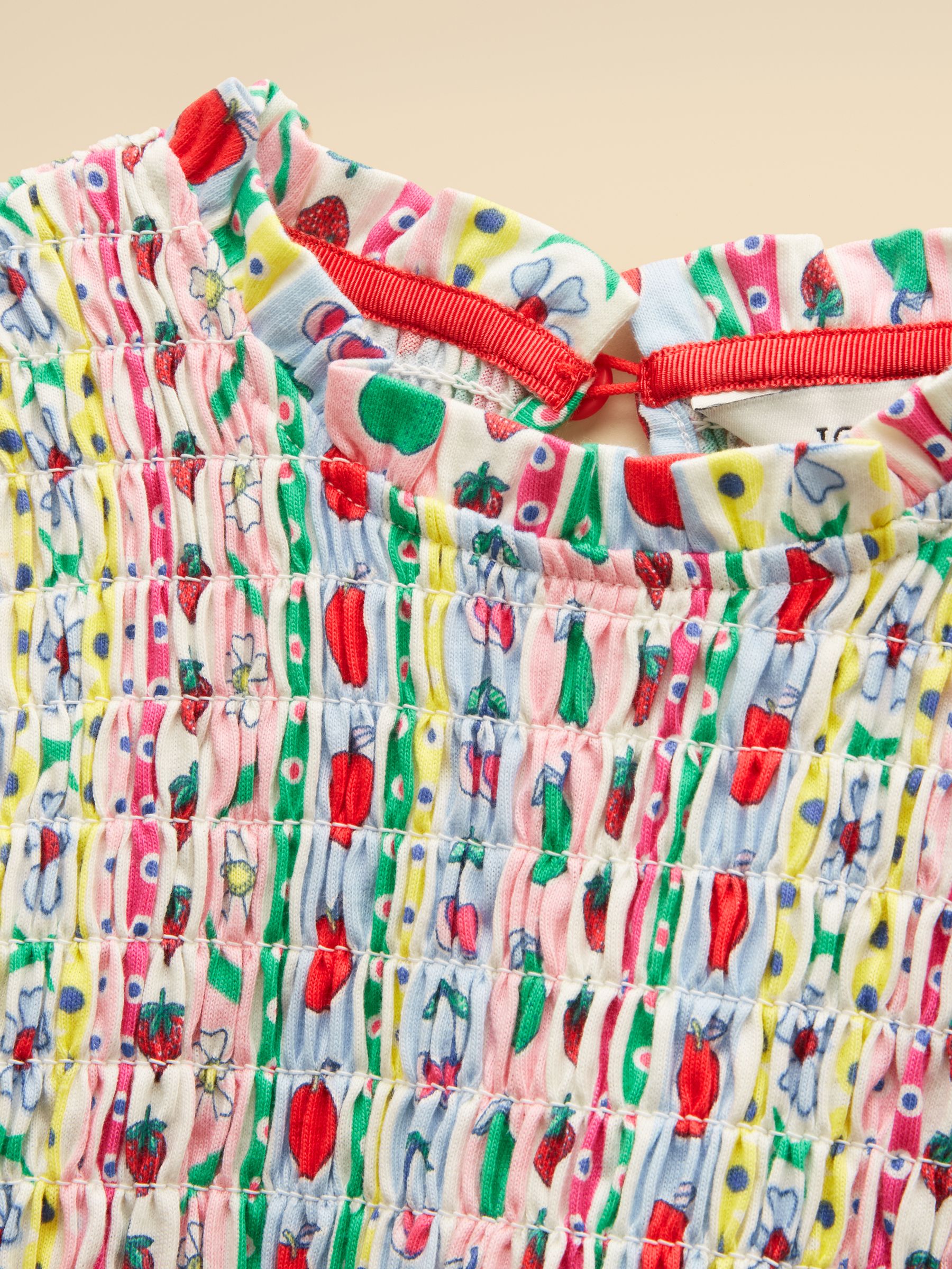 Girls' Gracie Multi Stripe Short Sleeve Shirred Dress - Image 5 of 5