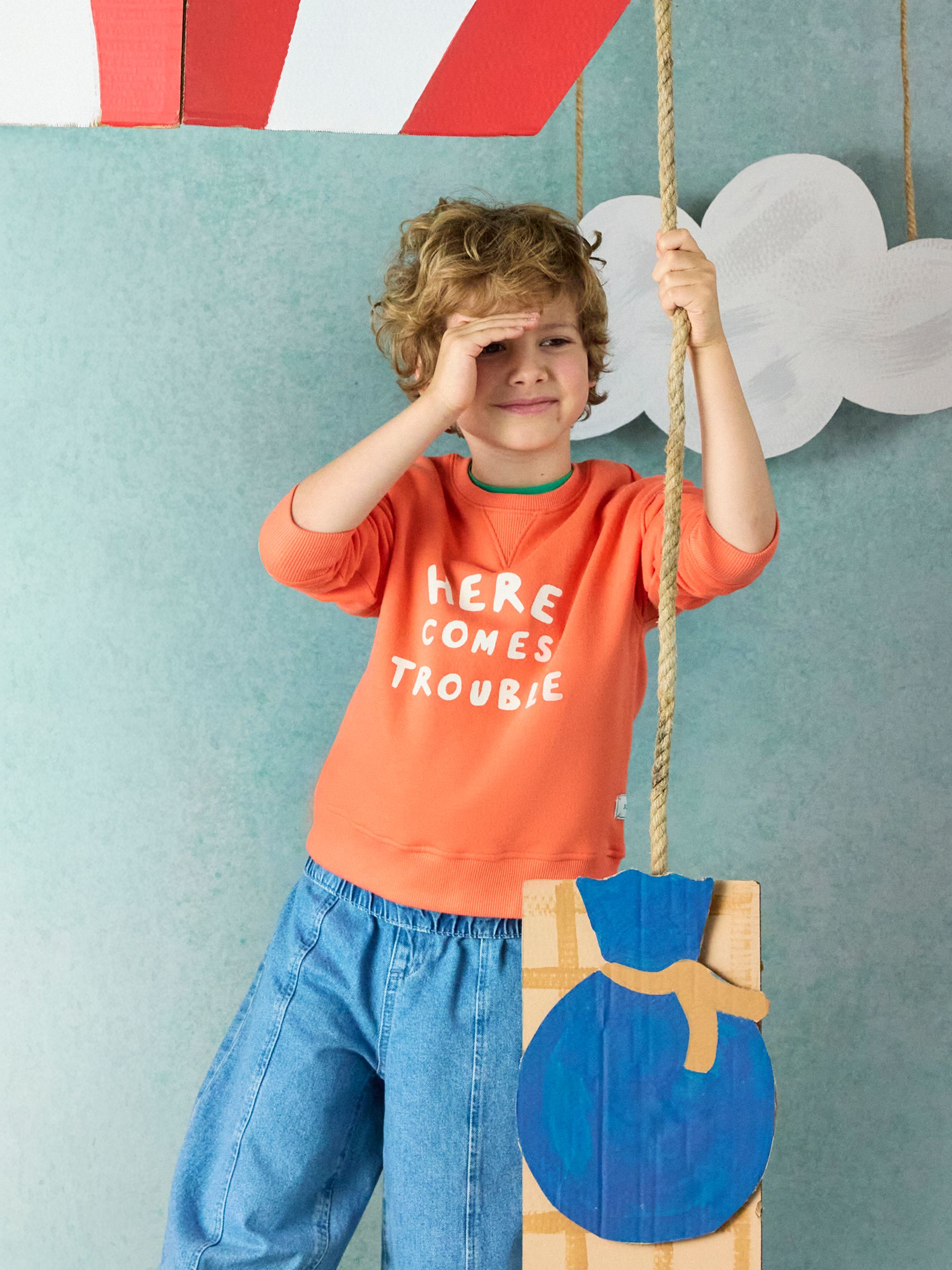 Kids' Sundaze Orange Slogan Crew Neck Sweatshirt - Image 2 of 7