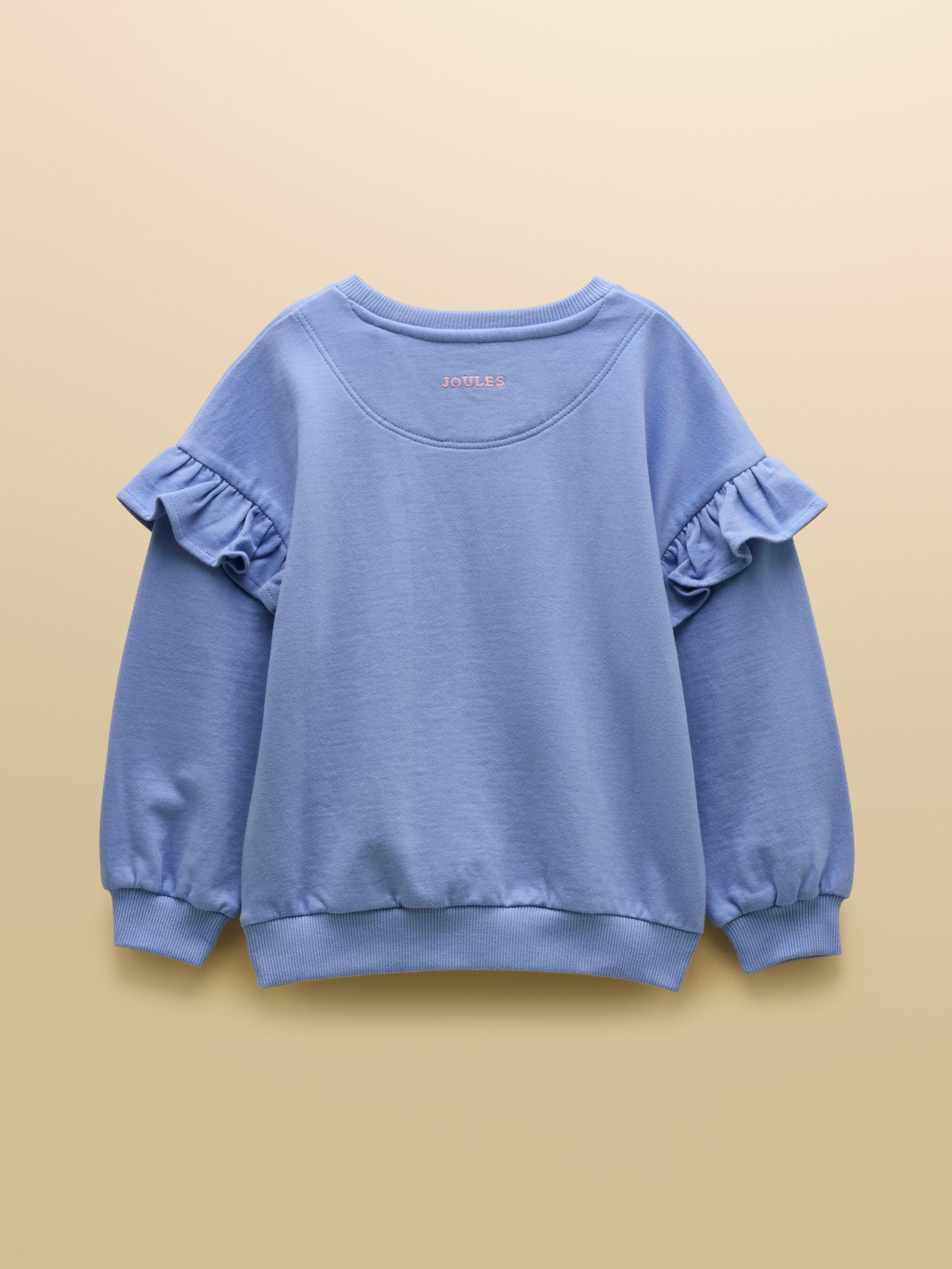 Girls' Blue Frill Sleeve Crew Neck Sweatshirt - Image 2 of 4