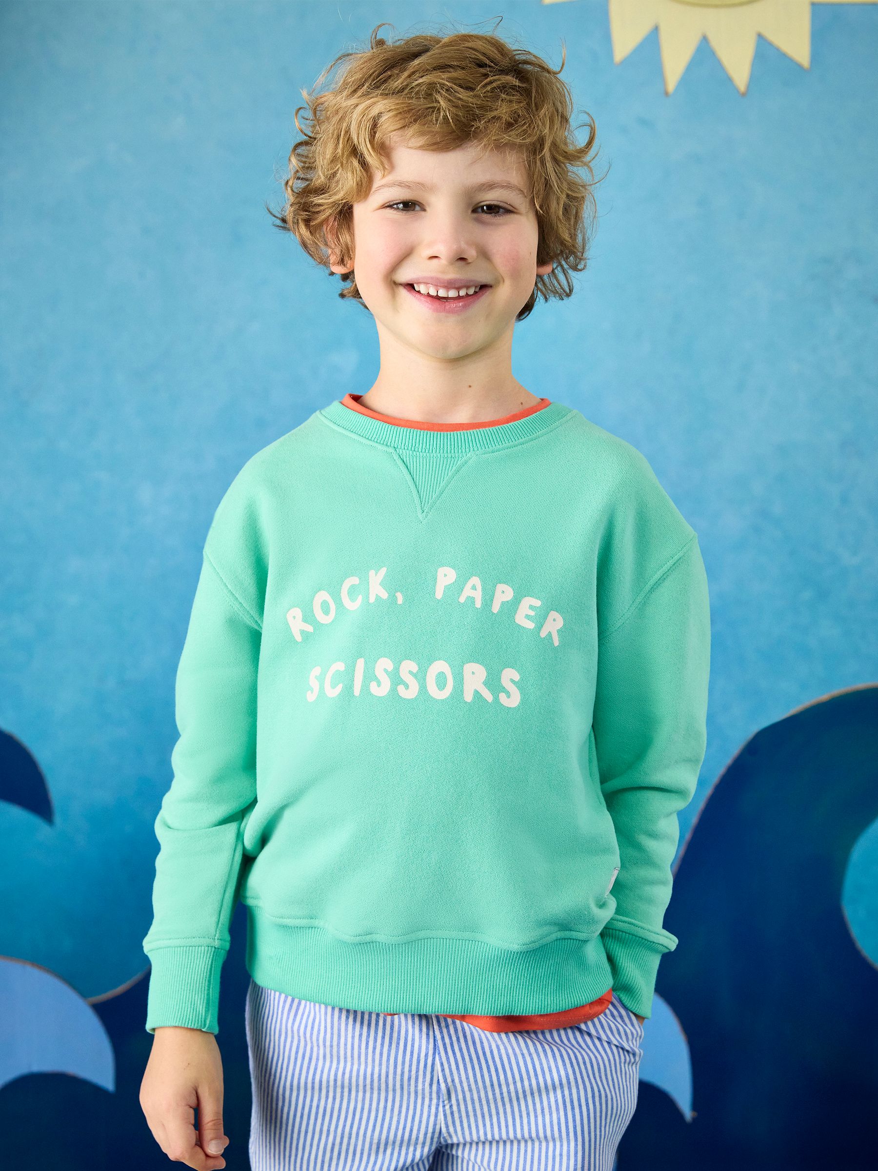 Kids' Sundaze Turquoise Green Slogan Crew Neck Sweatshirt - Image 1 of 5