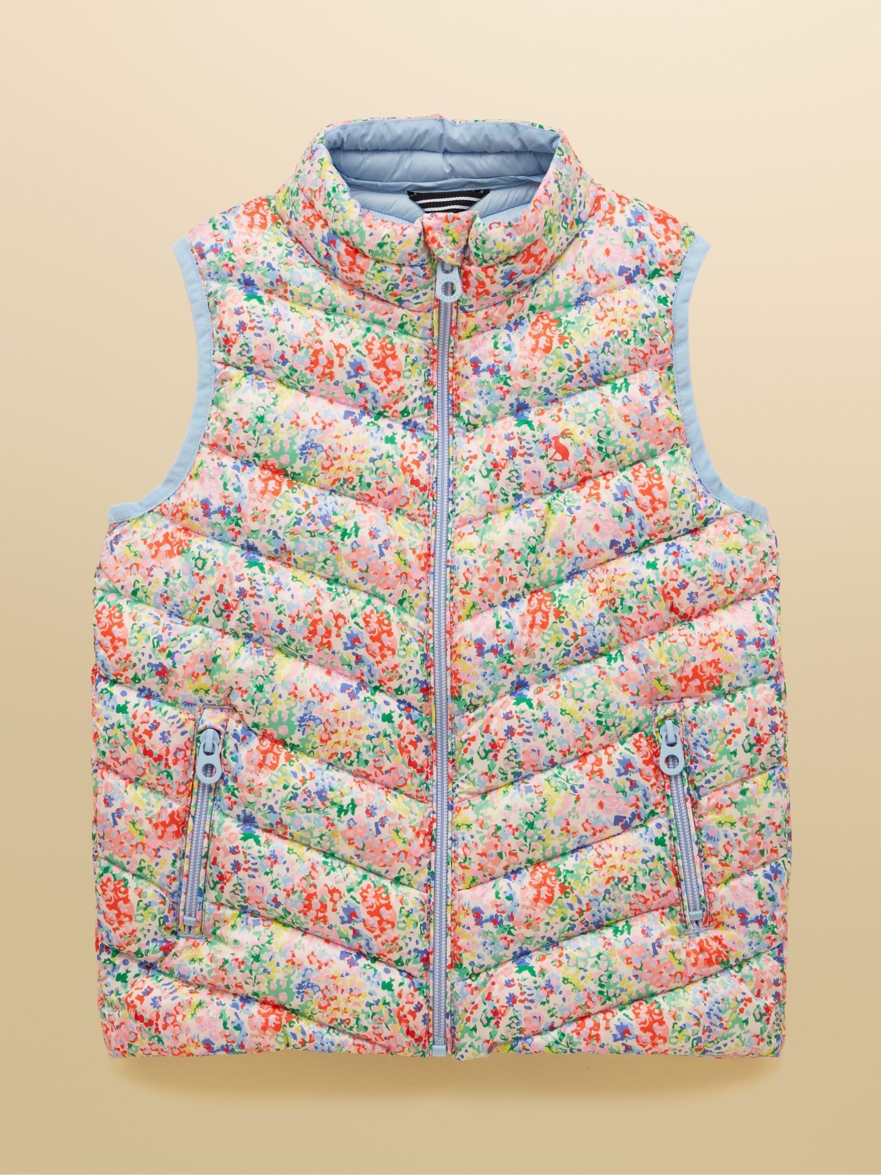 Girls' Crofton Cream Ditsy Showerproof Padded Gilet - Image 1 of 5