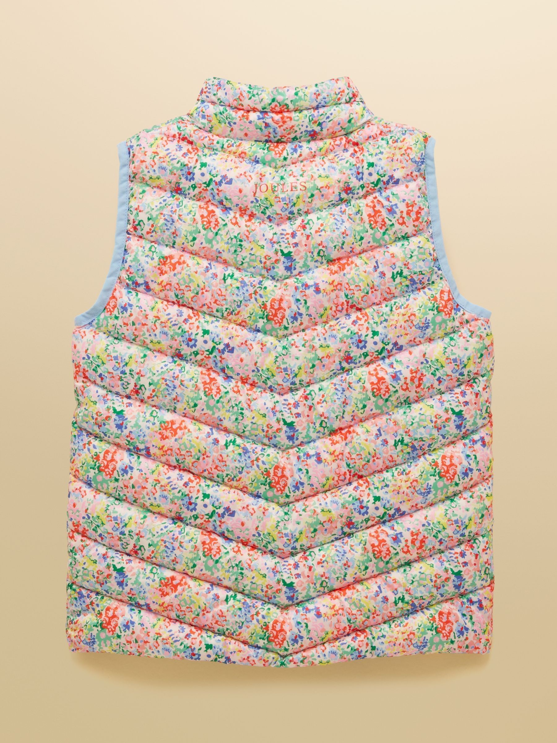 Girls' Crofton Cream Ditsy Showerproof Padded Gilet - Image 2 of 5