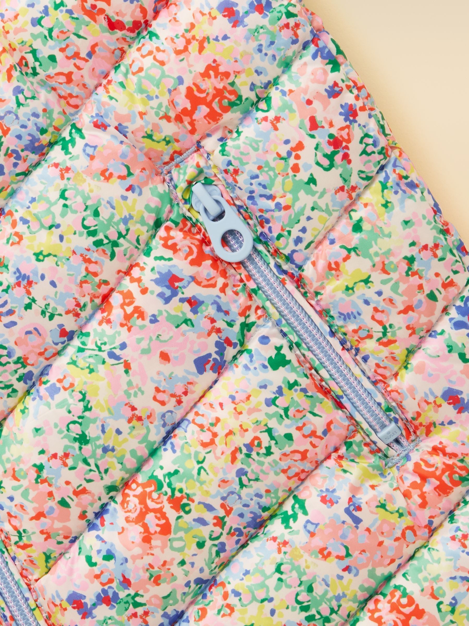 Girls' Crofton Cream Ditsy Showerproof Padded Gilet - Image 6 of 7