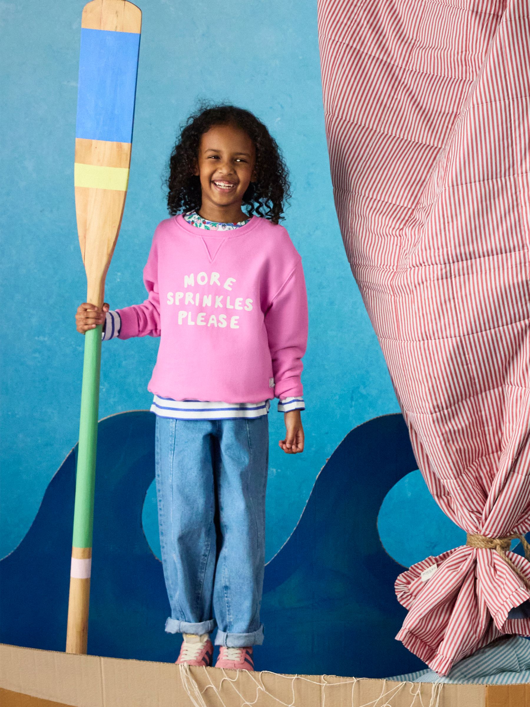 Kids' Sundaze Bright Pink Slogan Crew Neck Sweatshirt - Image 2 of 7