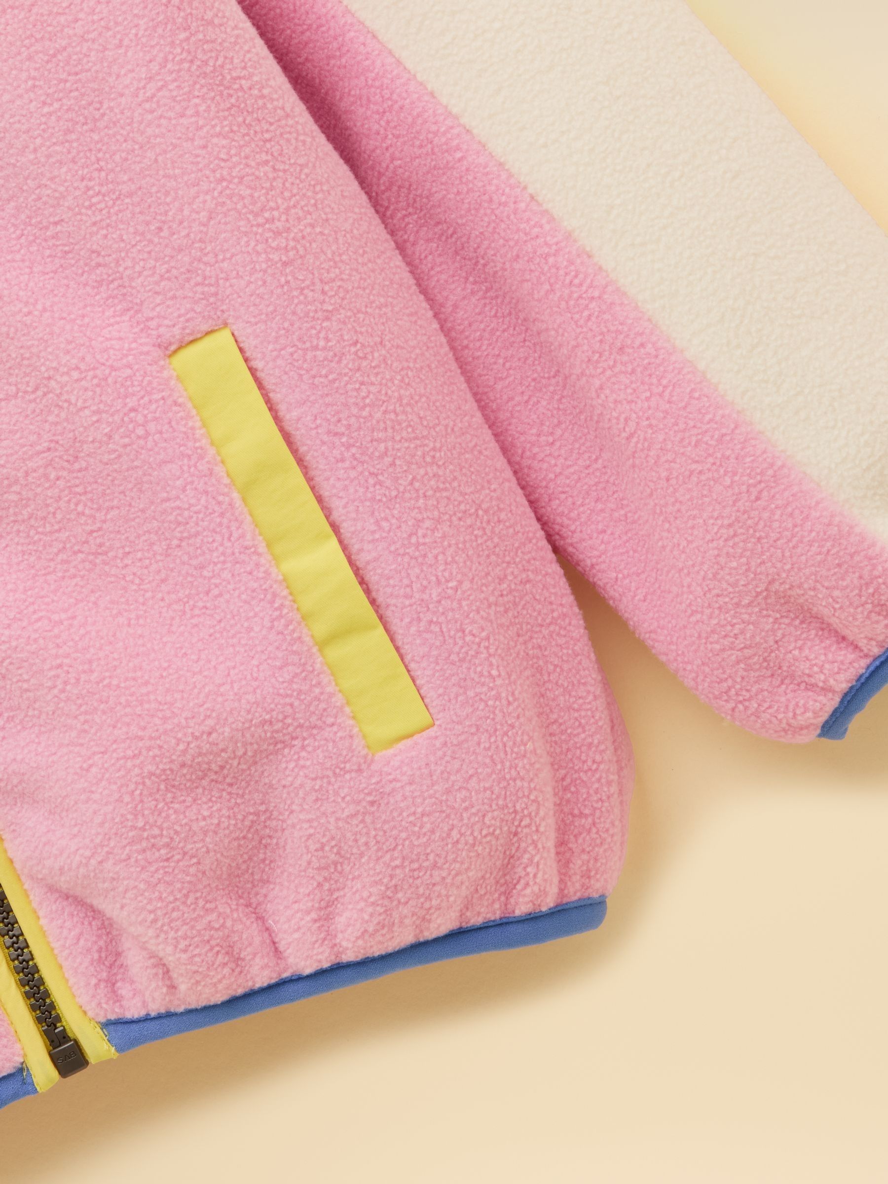 Girls' Pink & Cream Zip Up Polar Fleece - Image 3 of 5