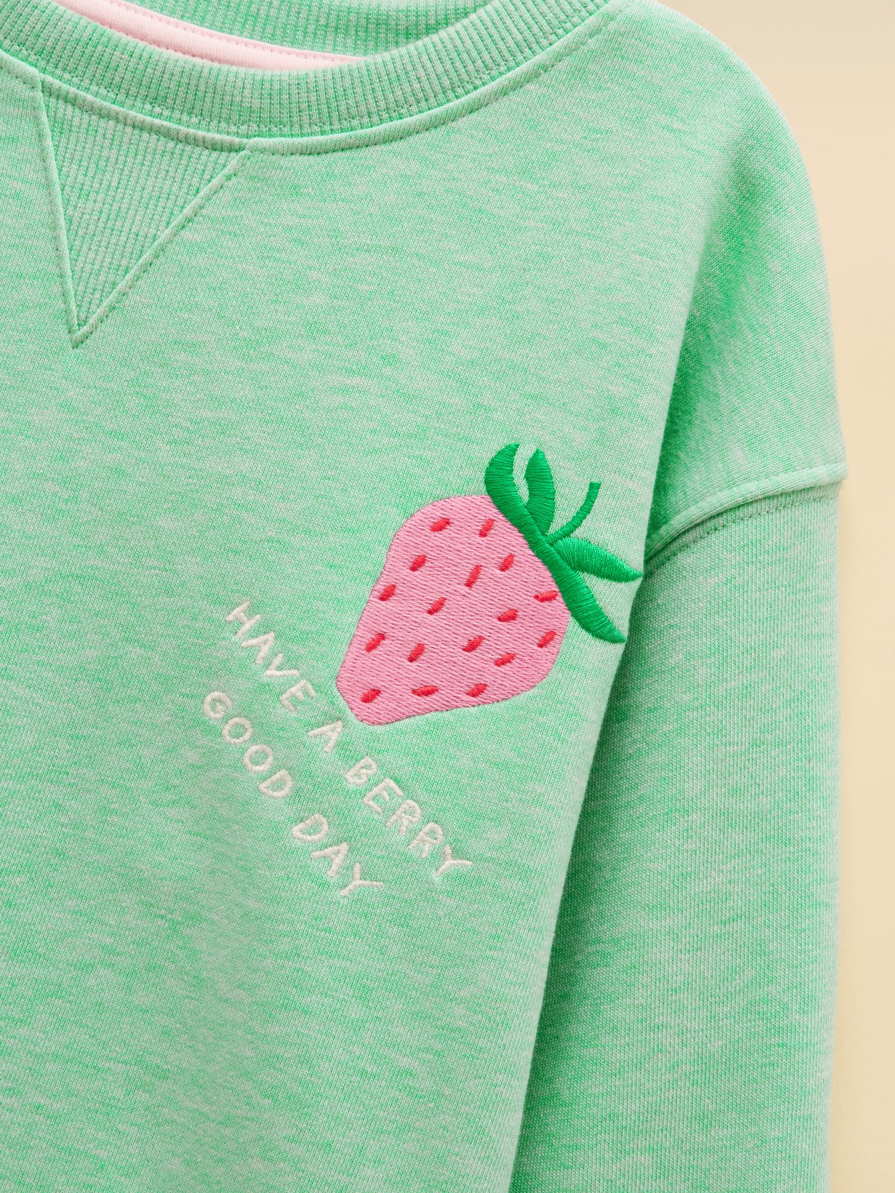 Girls' Summerdays Green Embroideries Sweat and Shorts Set - Image 12 of 13