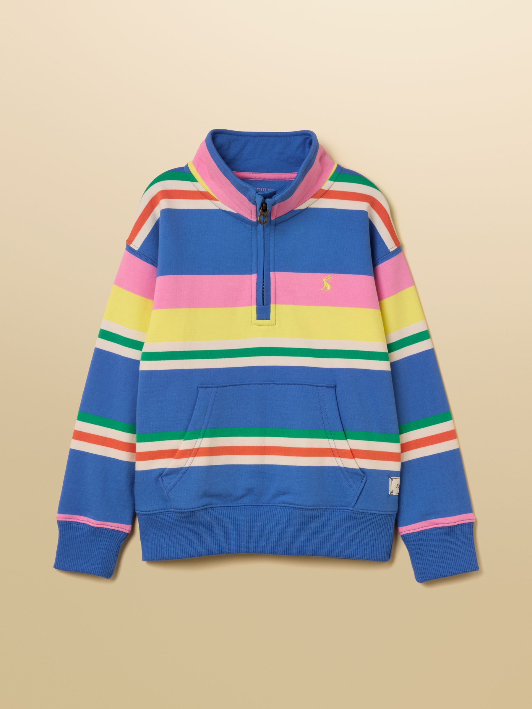 Boys' Alfie Blue & Pink Stripe Quarter Zip Sweatshirt - Image 1 of 5