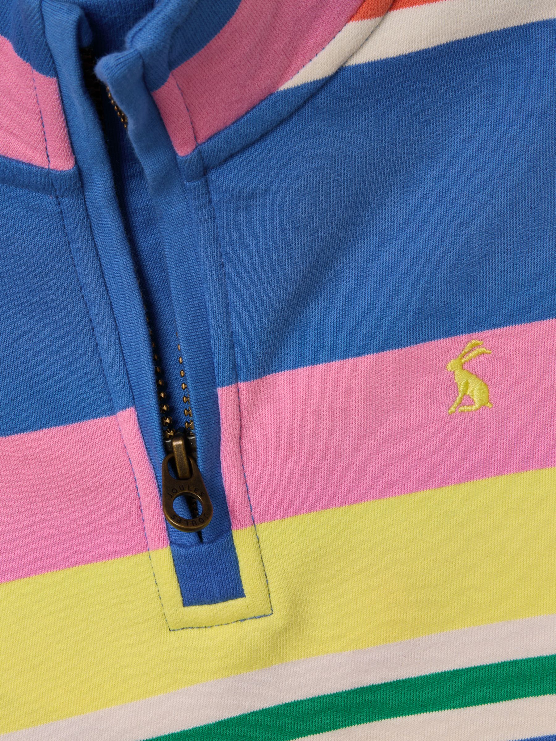 Boys' Alfie Blue & Pink Stripe Quarter Zip Sweatshirt - Image 4 of 5