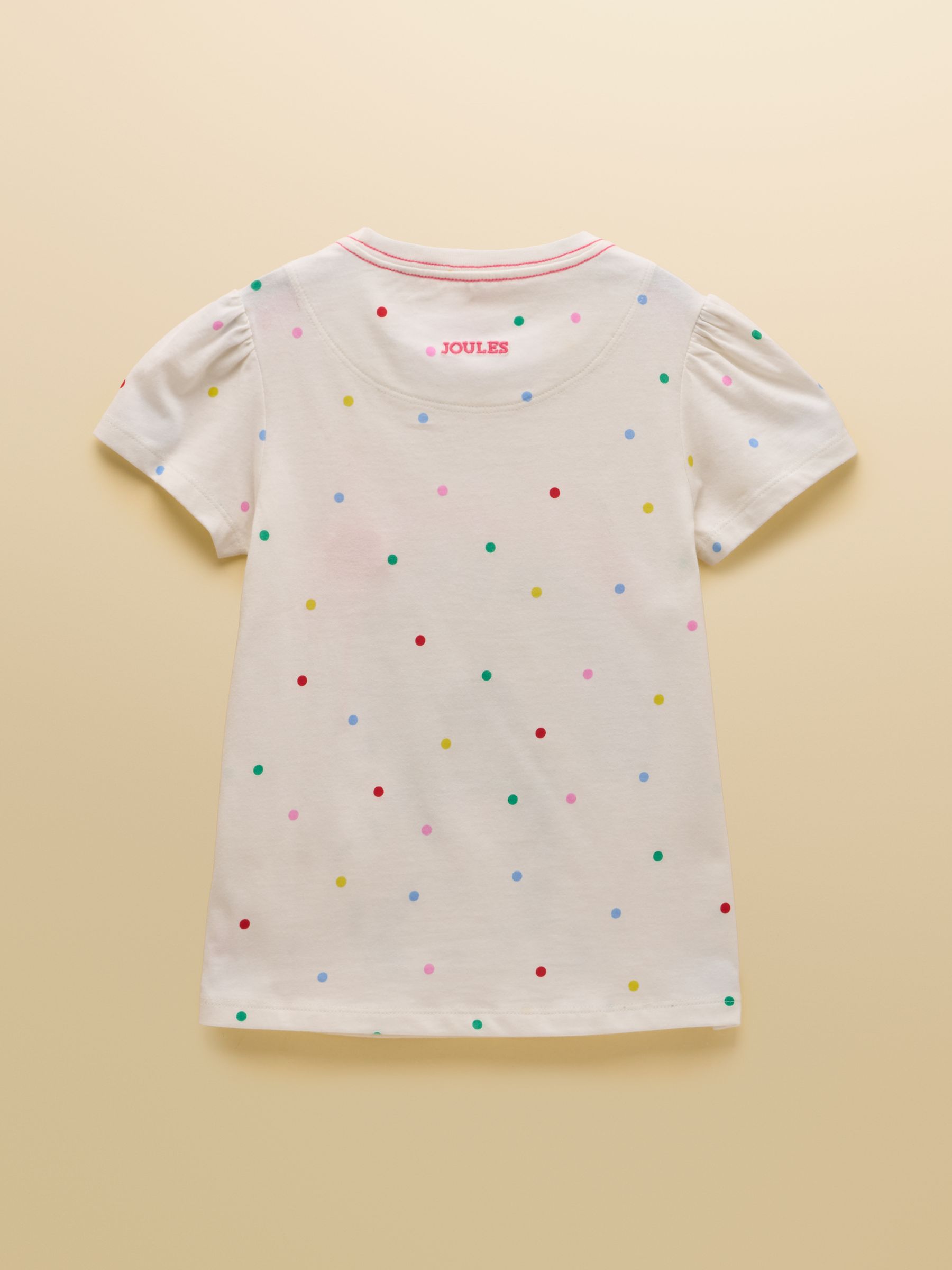 Girls' Astra White Dog Applique Cotton T-Shirt - Image 2 of 5