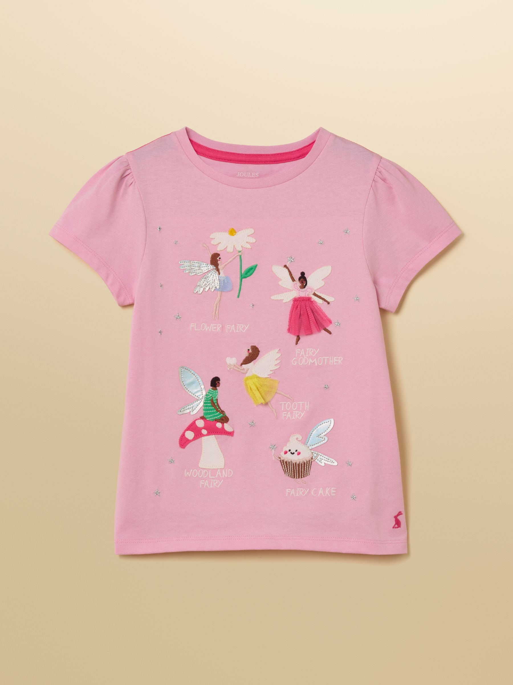Girls' Astra Pink Fairy Applique Cotton T-Shirt - Image 1 of 5