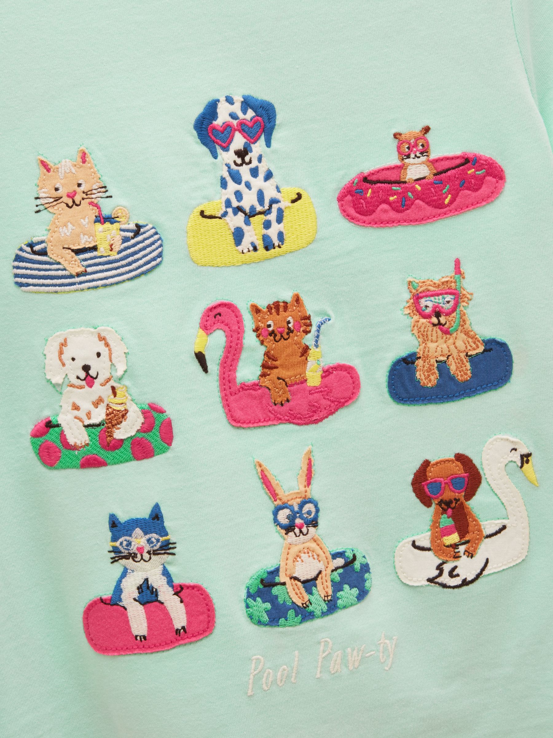 Girls' Astra Blue Applique Cotton T-Shirt - Image 3 of 5