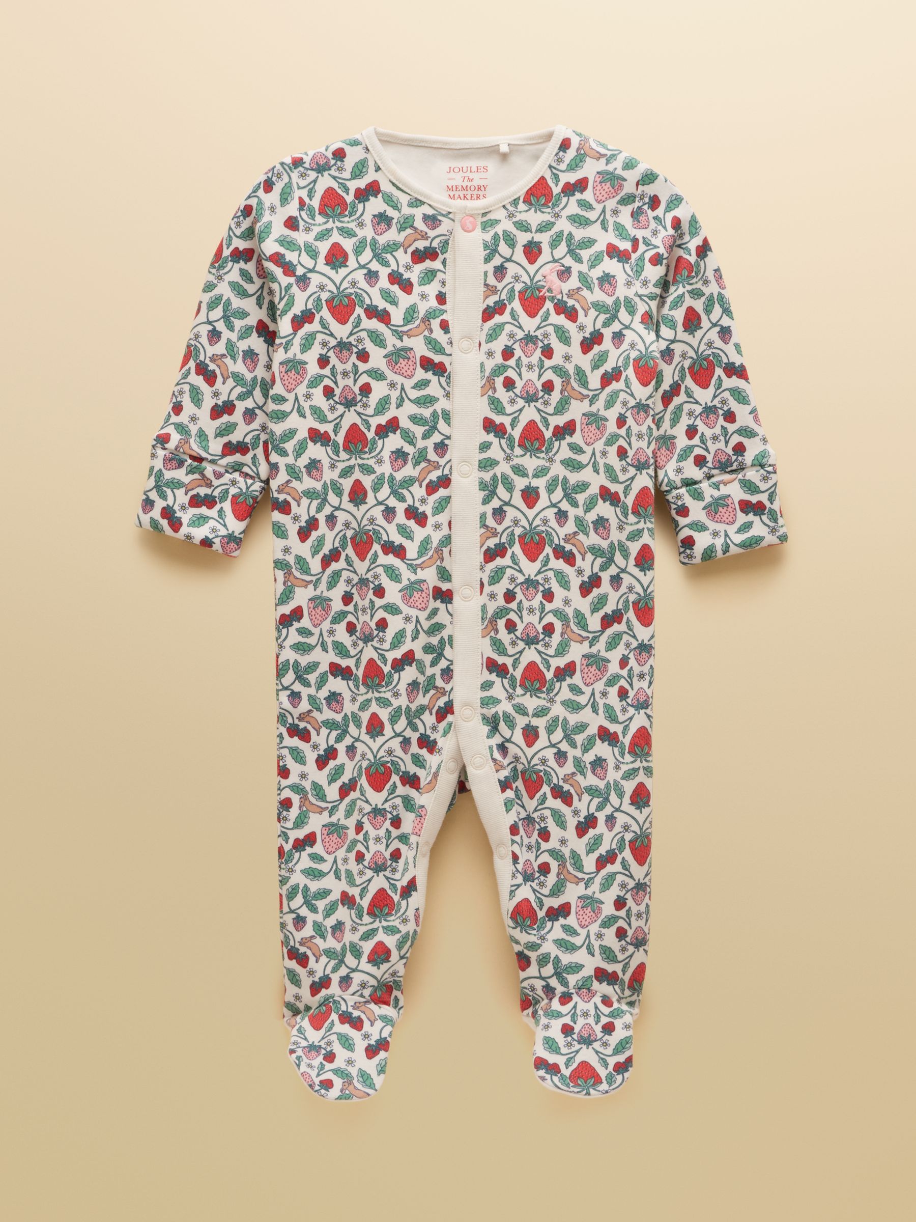 Razamataz Cream Strawberries Cotton Babygrow - Image 1 of 5