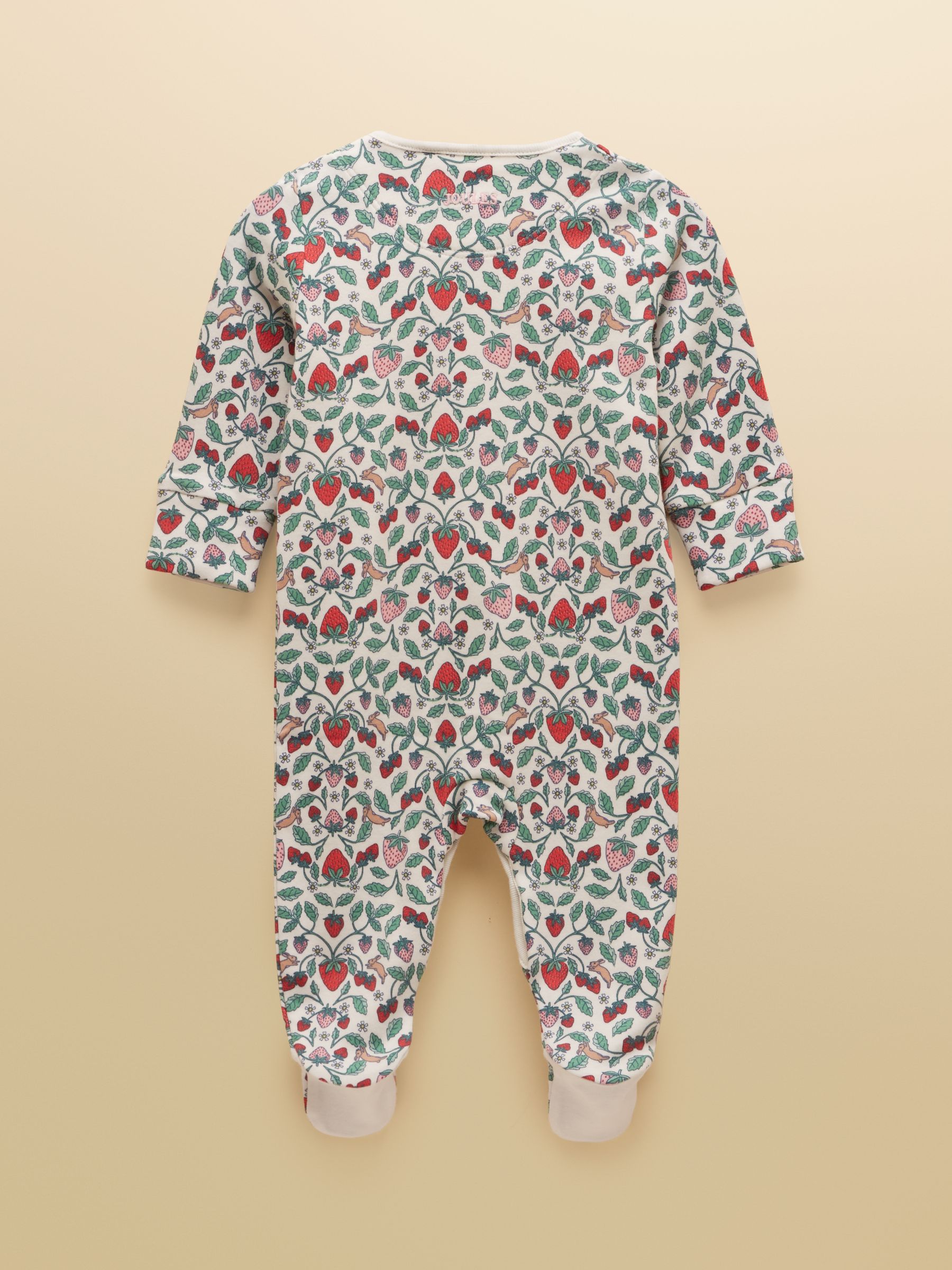 Razamataz Cream Strawberries Cotton Babygrow - Image 2 of 5