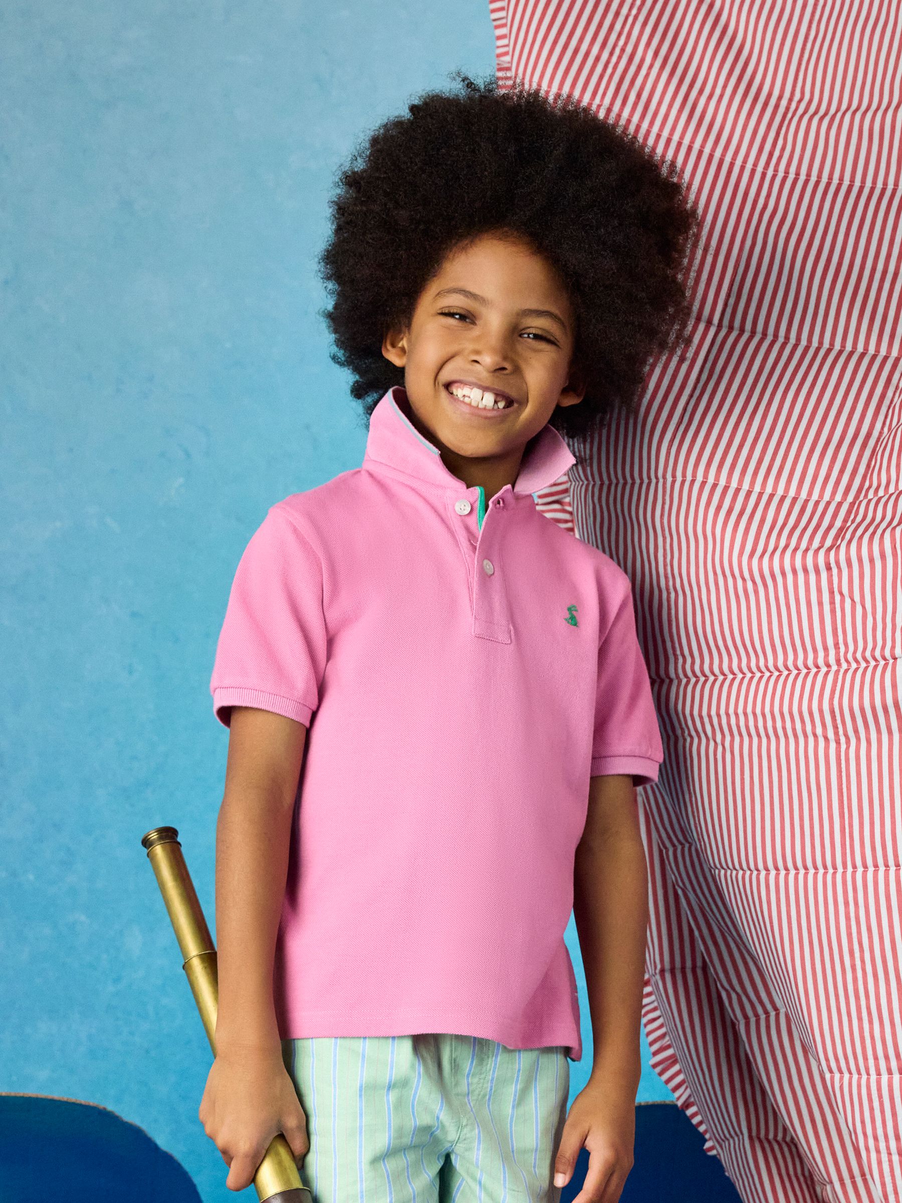 Boys' Woody Pink Short Sleeve Cotton Polo Shirt - Image 1 of 6 Boys' Woody Pink Short Sleeve Cotton Polo Shirt - Image 1 of 6