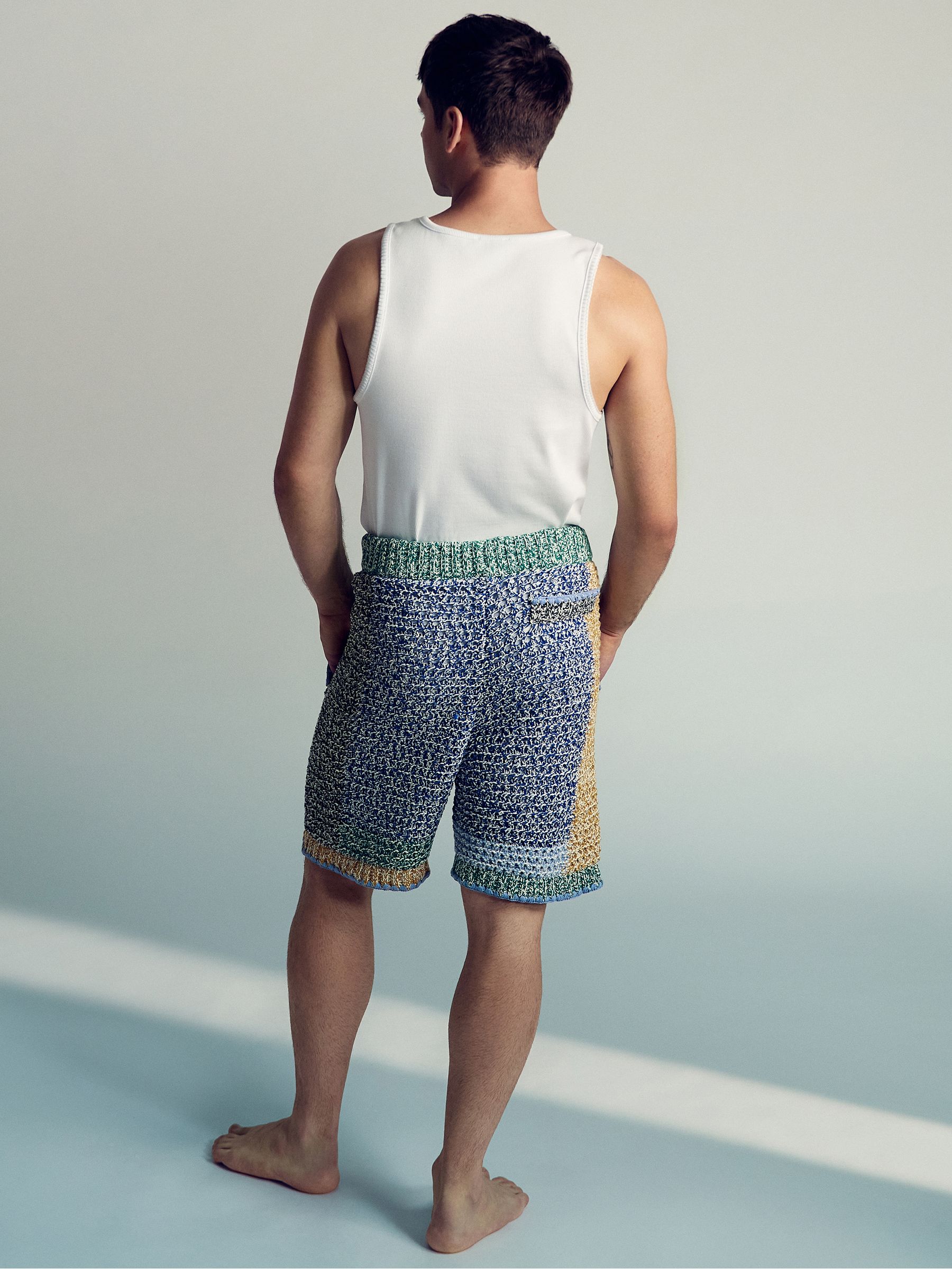 Reiss | Tom Daley Crochet Panel Shorts in Yellow/Green/Blue Multi - image 3