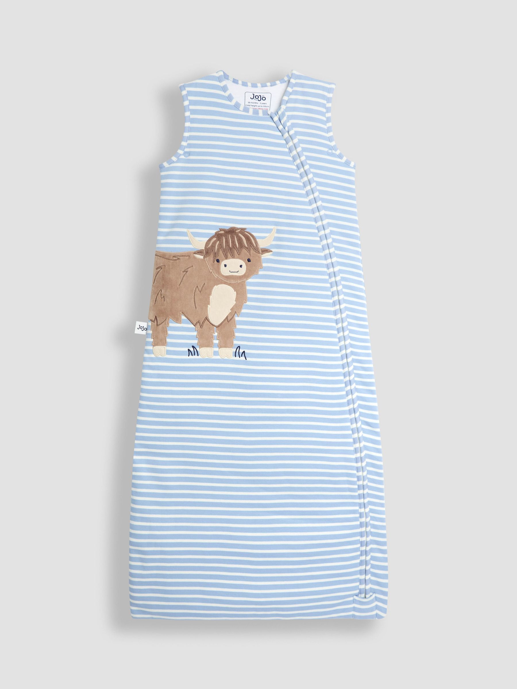 Blue Highland Cow Appliqué tog Toddler Sleeping Bag JoJo