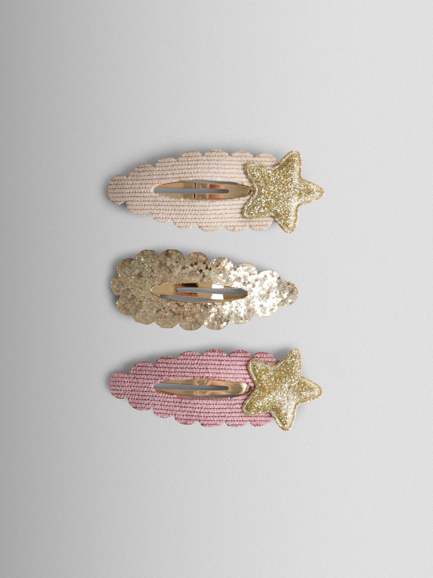 Gold White 3-Pack Daisy Crochet Clips - Image 2 of 3
