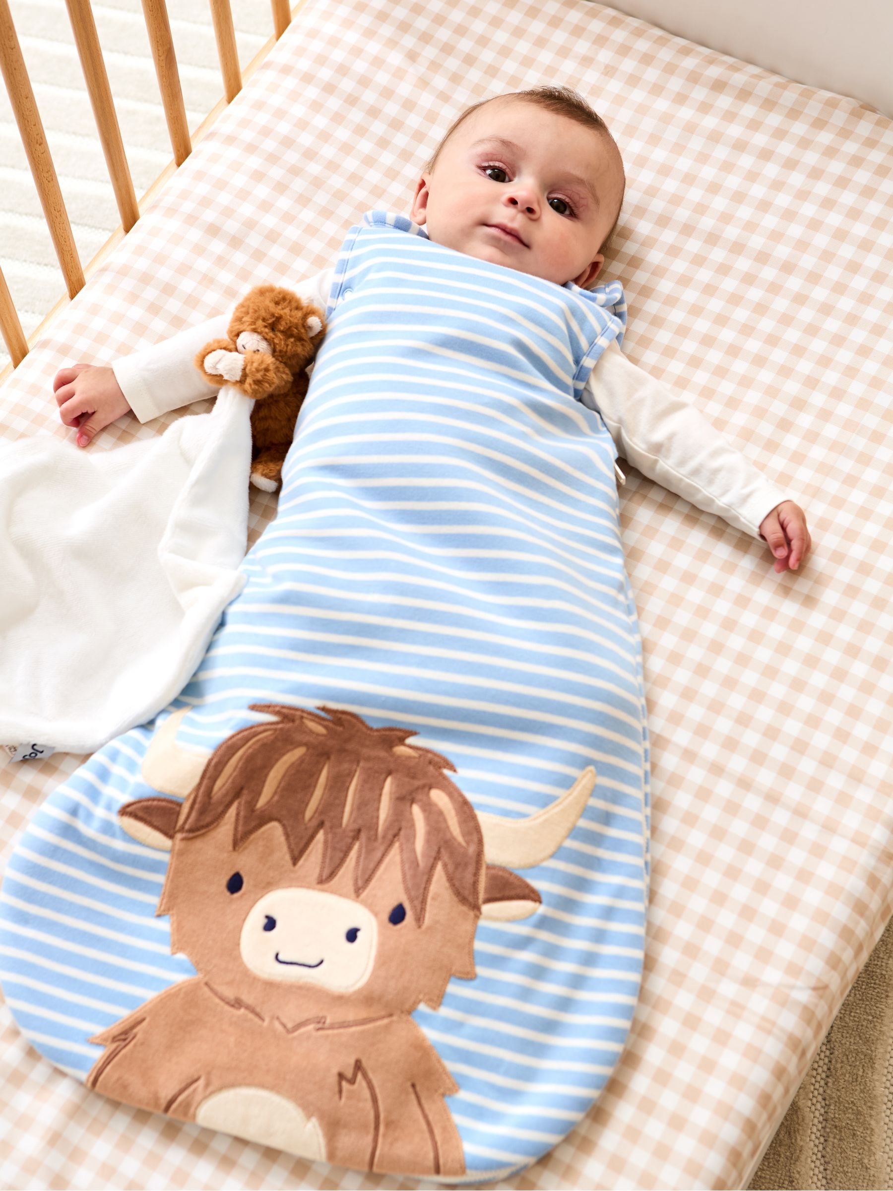 Blue Highland Cow Appliqué 2.5 tog Baby Sleeping Bag - Image 1 of 5