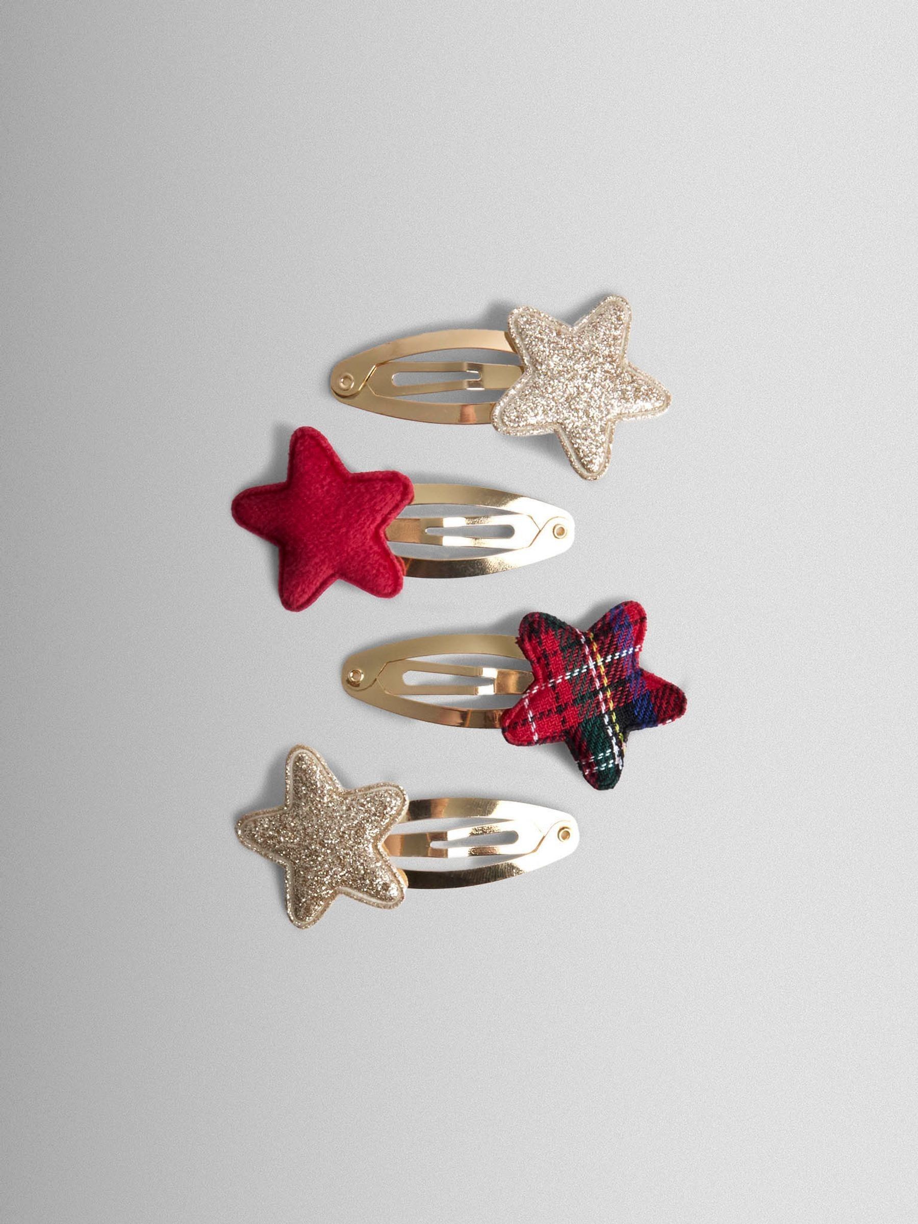 Gold 4-Pack Festive Embroidered Clips - Image 2 of 3