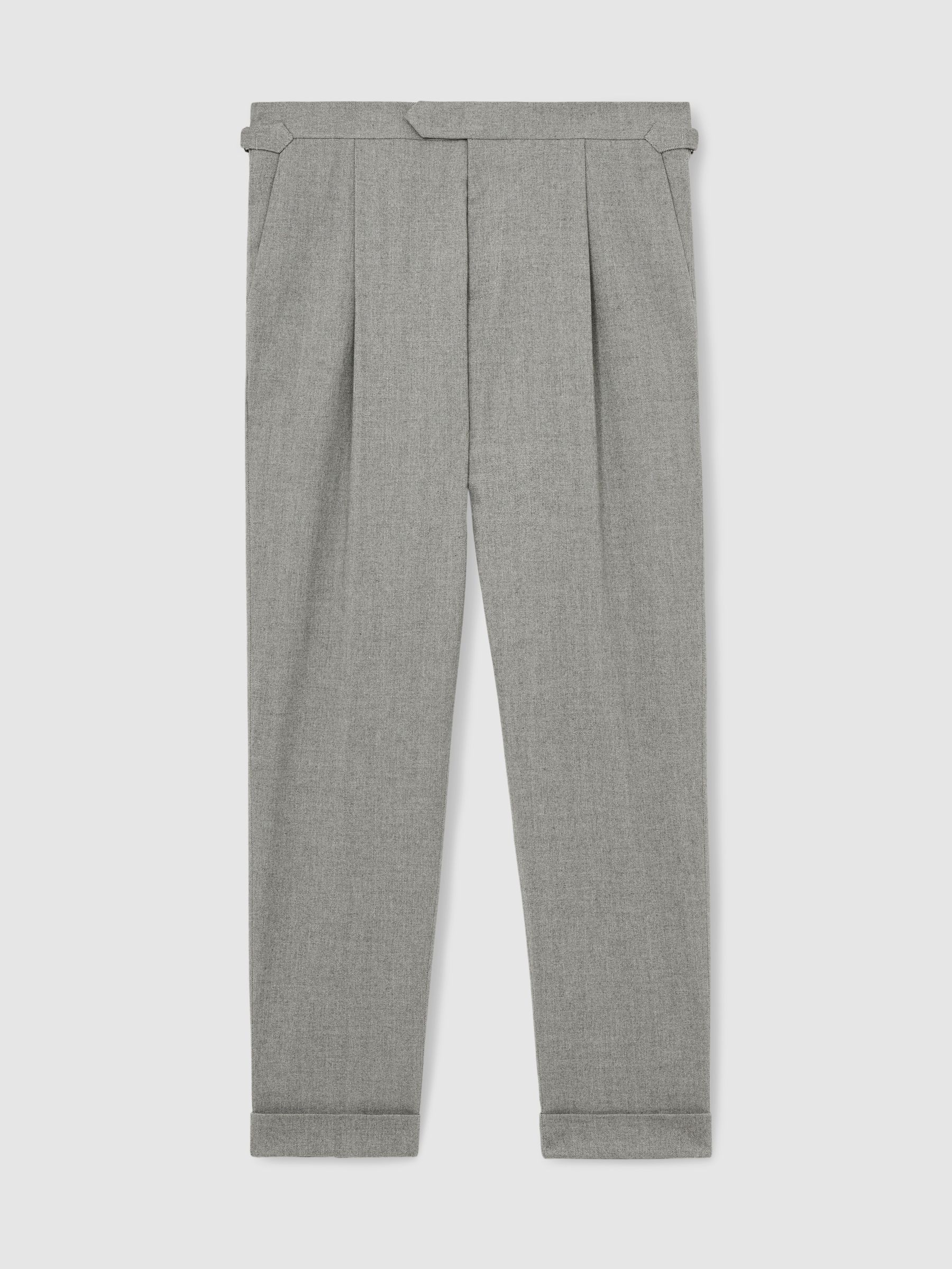 Tailored-Fit Herringbone Trousers in Grey - Image 2 of 6