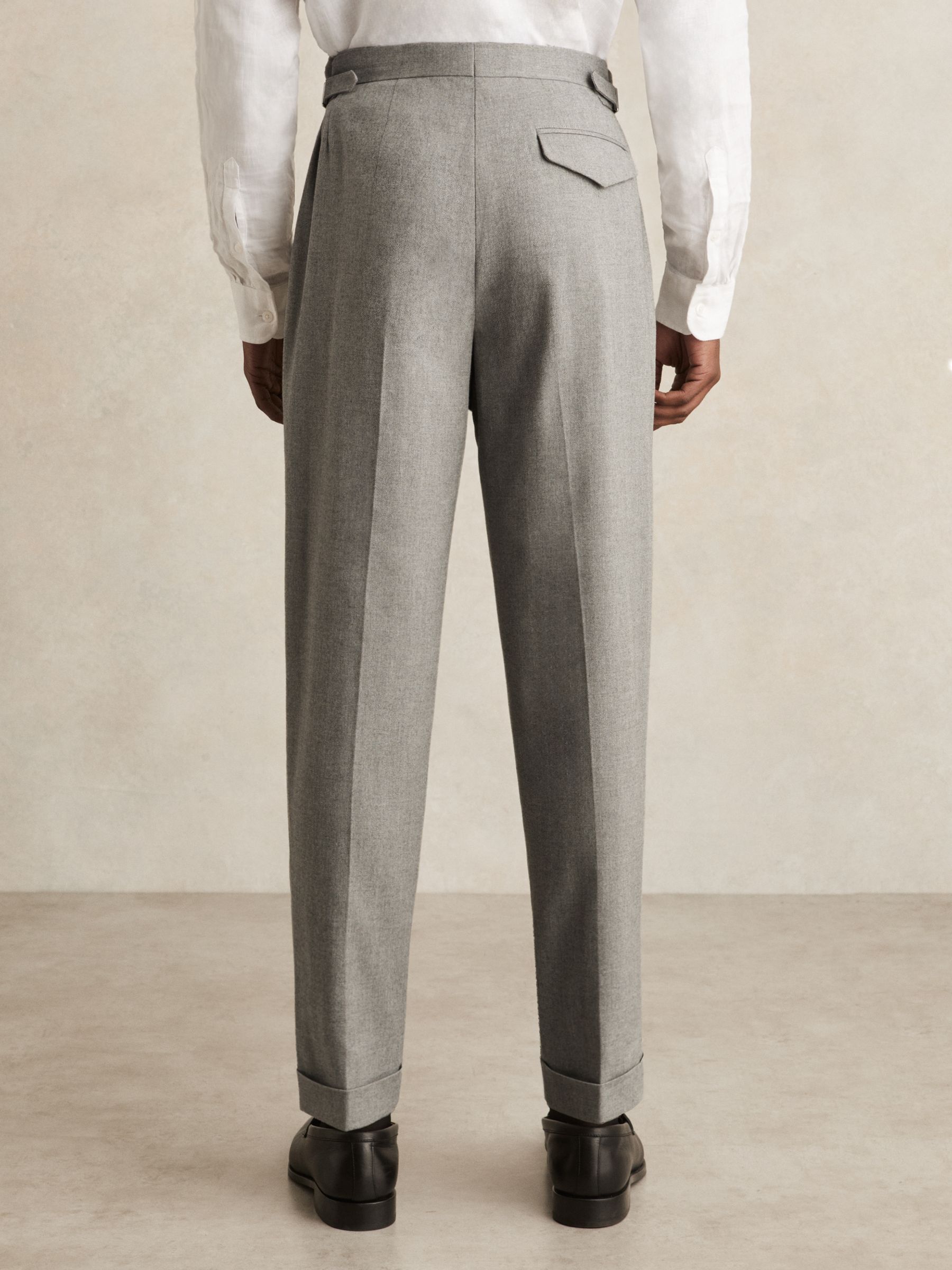 Tailored-Fit Herringbone Trousers in Grey - Image 5 of 6