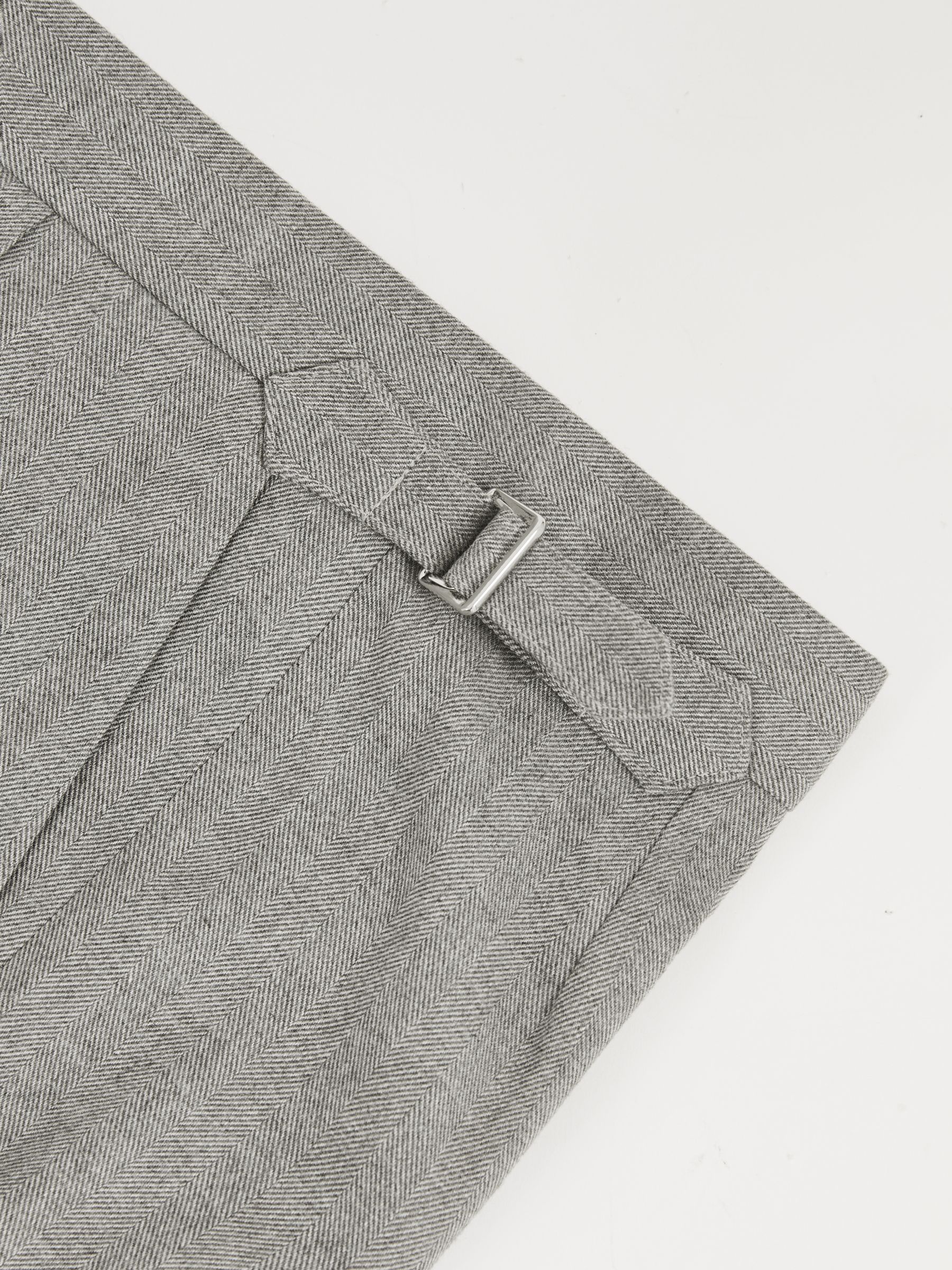 Tailored-Fit Herringbone Trousers in Grey - Image 6 of 6