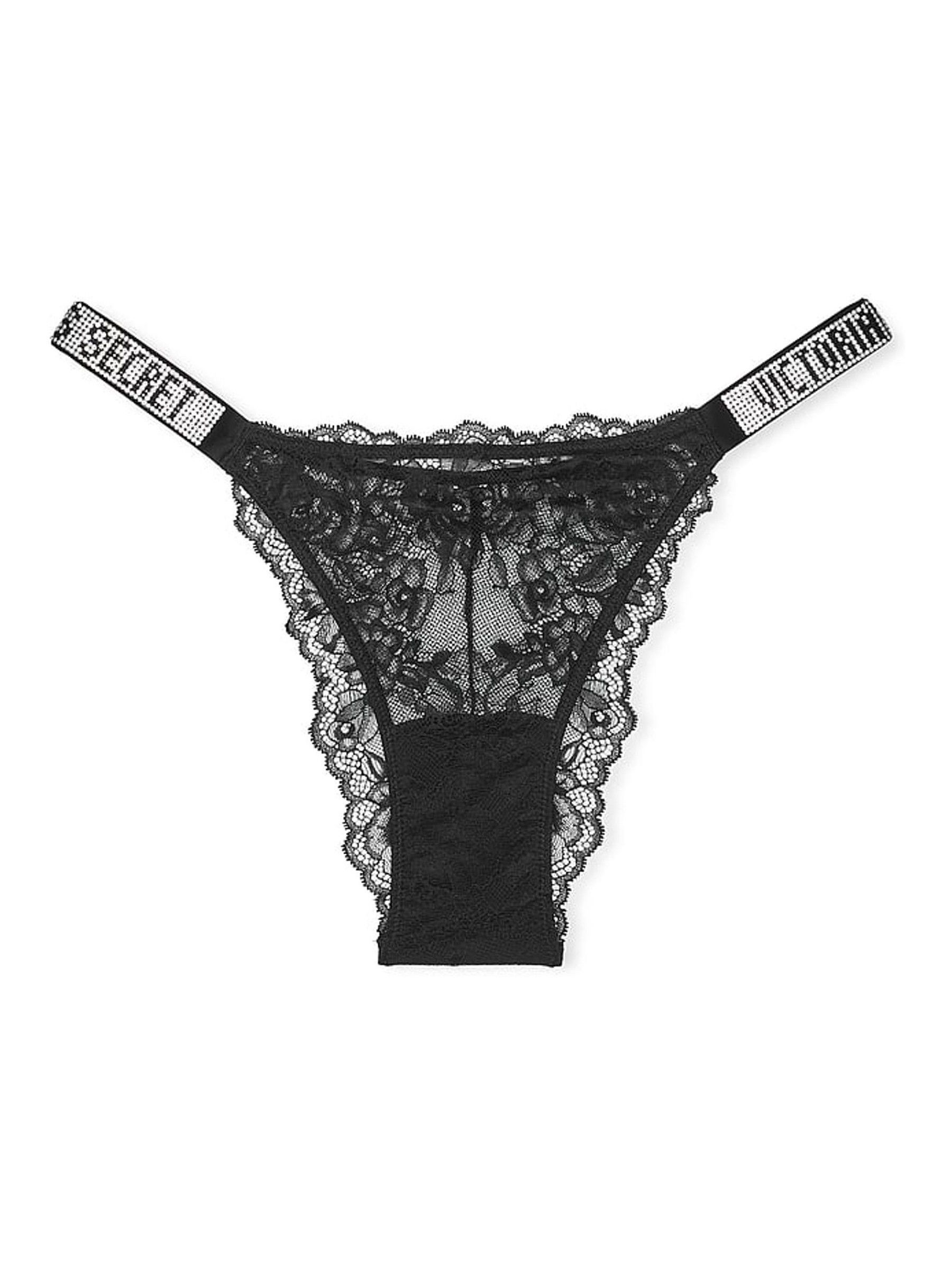 Black Brazilian Shine Strap Lace Knickers - Image 3 of 3