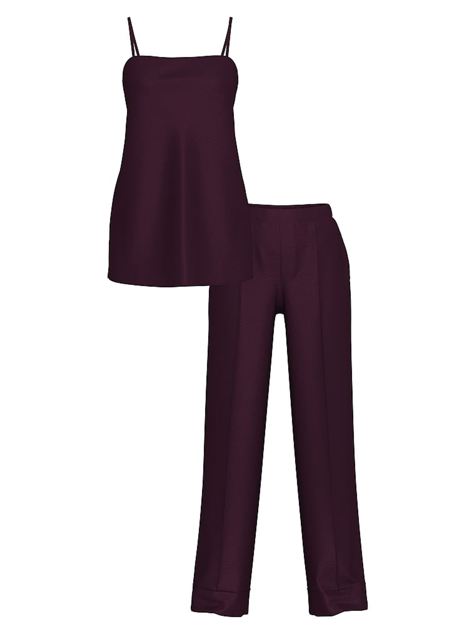 Winter Wine Purple Luxe Satin Tunic and Trousers Set - Image 3 of 3