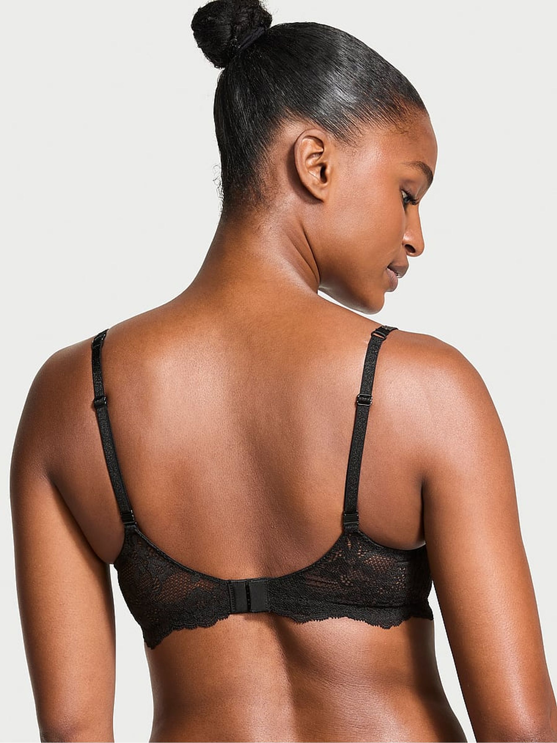 Black Unlined Balcony Twinkle Strap Lace Bra - Image 2 of 4