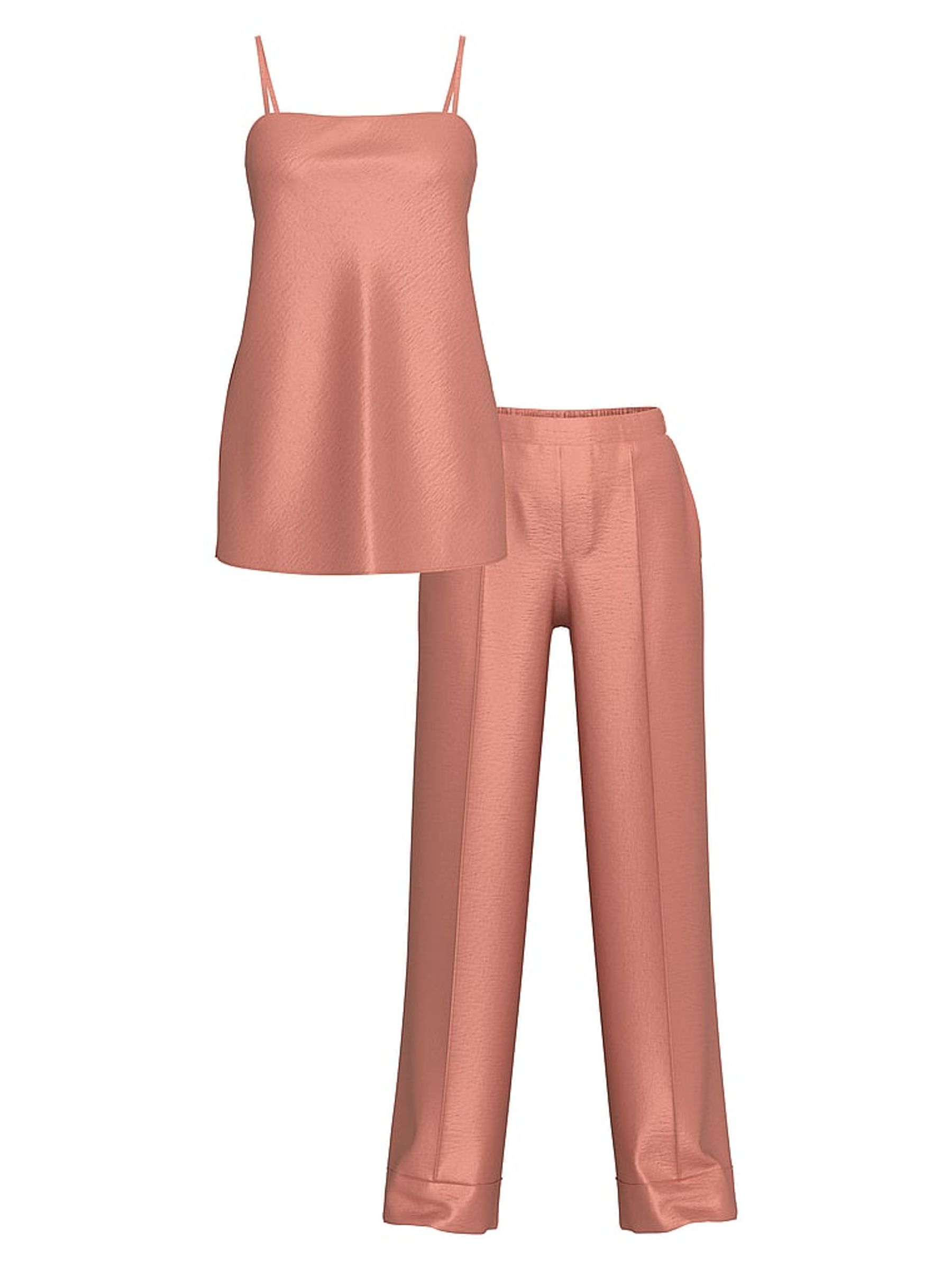 Desert Blush Brown Luxe Satin Tunic and Trousers Set - Image 3 of 3