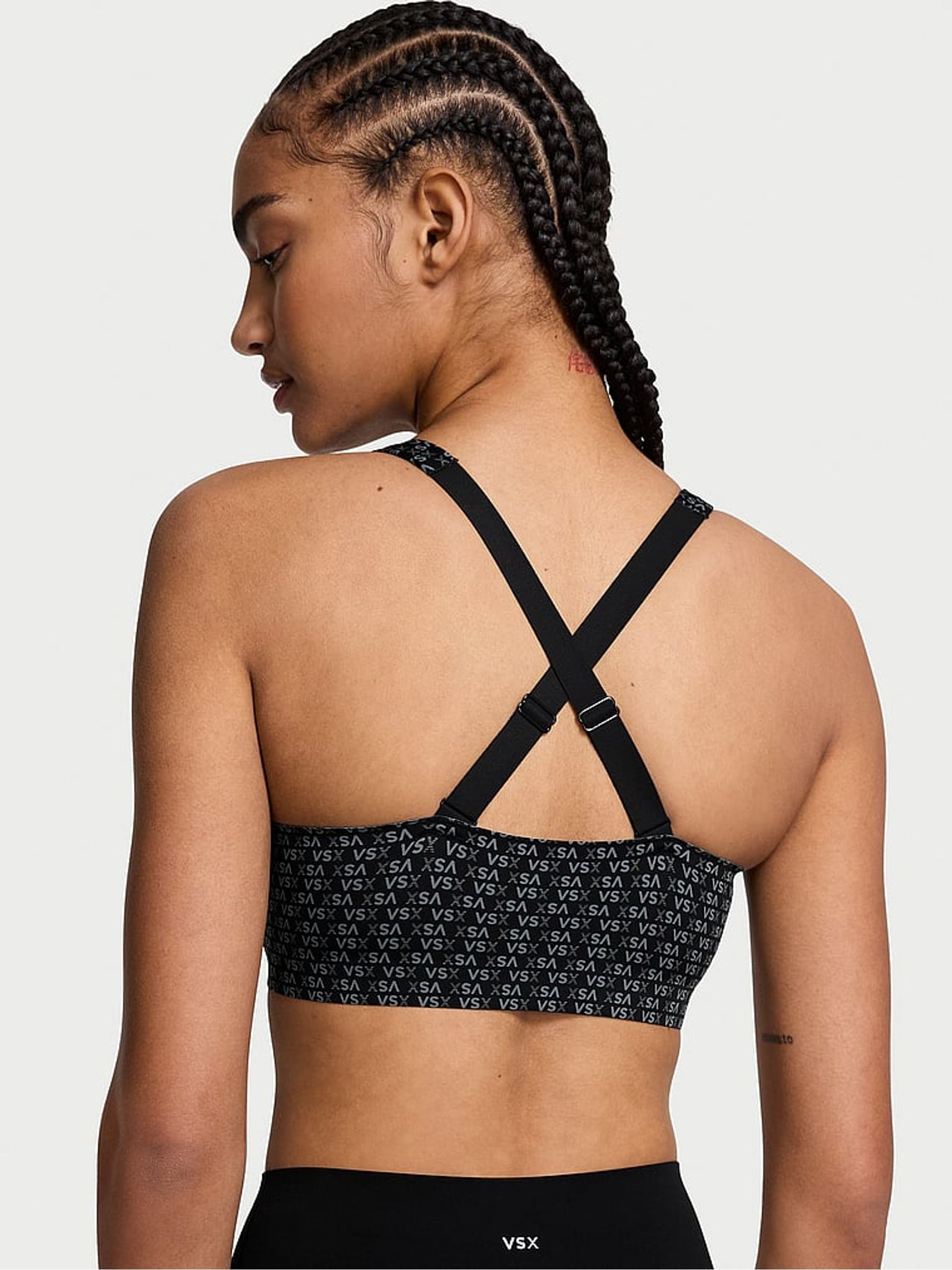 Black Logo Front Close High Support Sports Bra - Image 2 of 3
