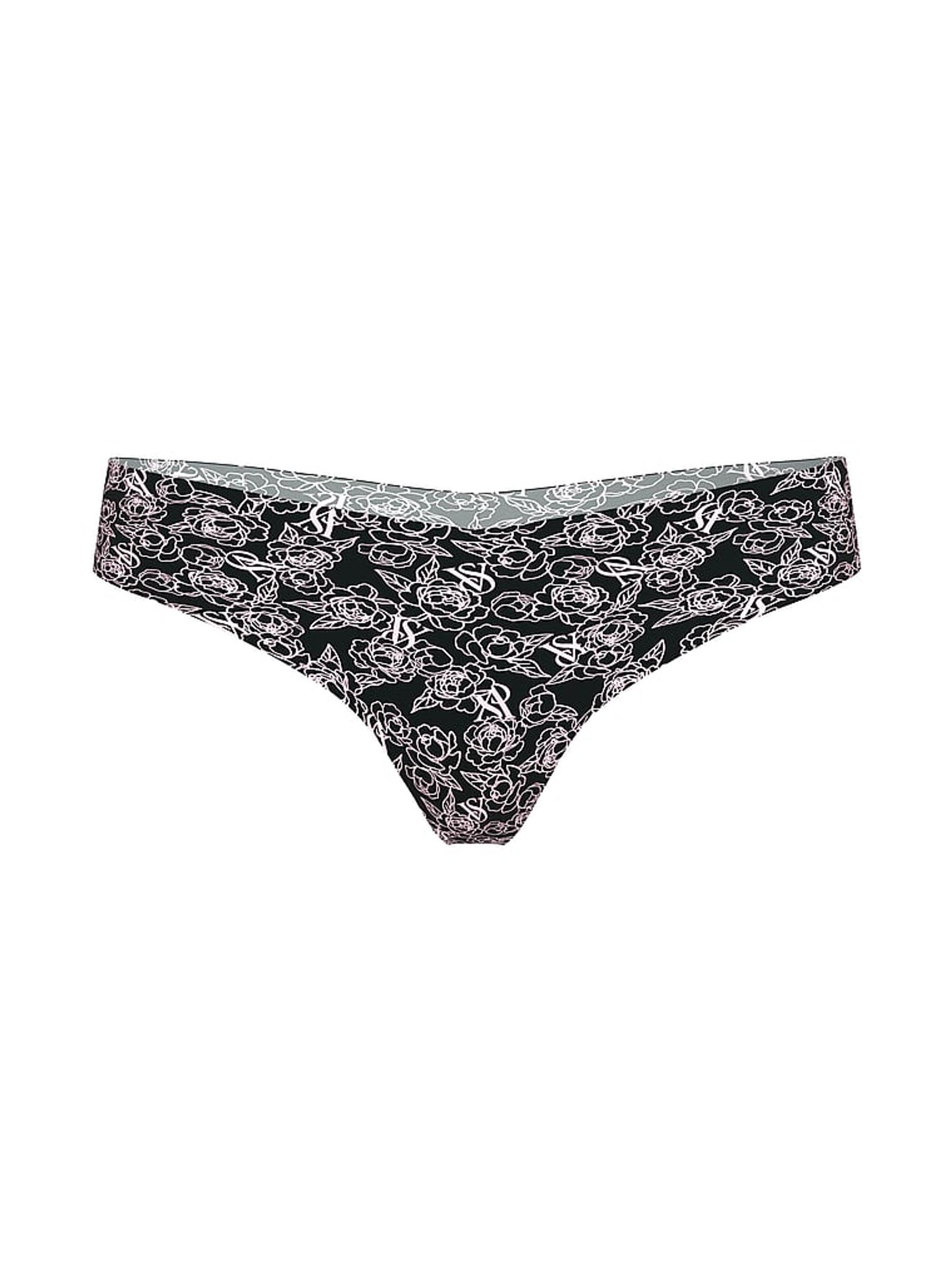 Black Sketch Floral Thong Knickers - Image 2 of 2