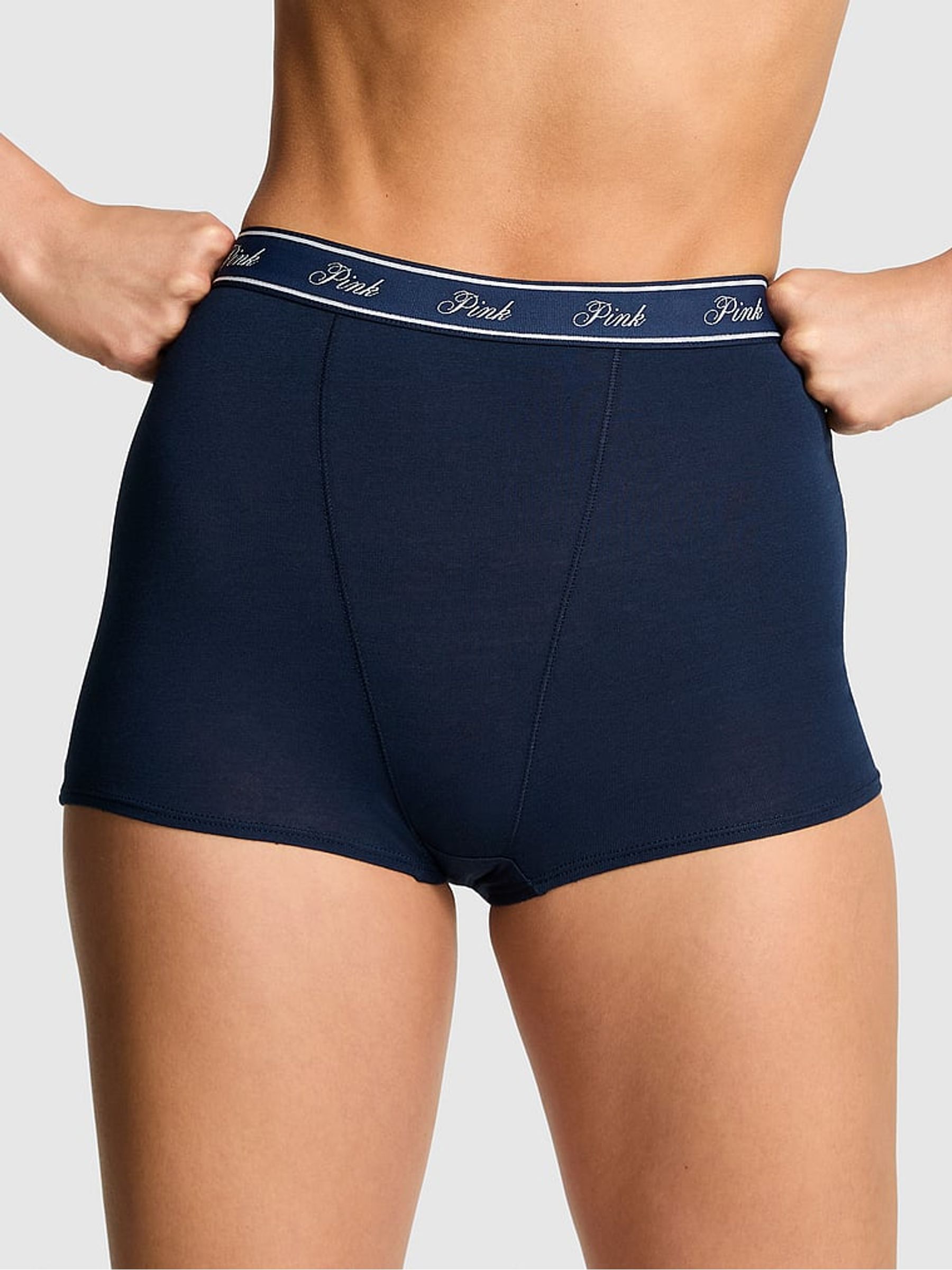 Noir Navy Blue Cotton Logo Knickers - Image 1 of 3