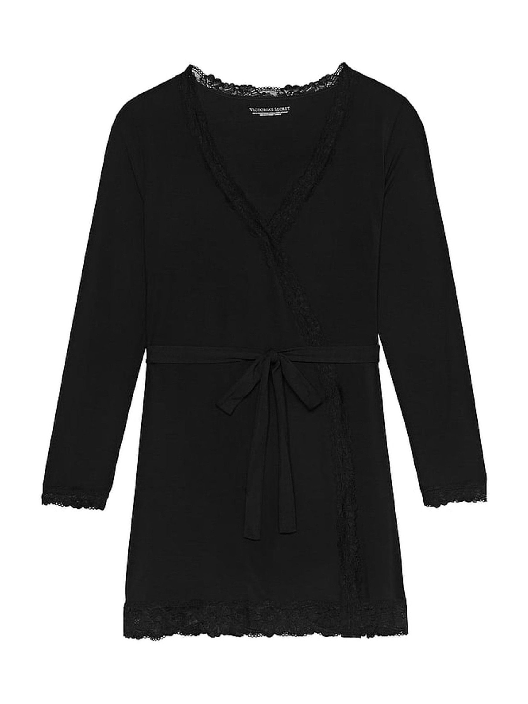 Black Modal Lace Trim Robe - Image 3 of 3