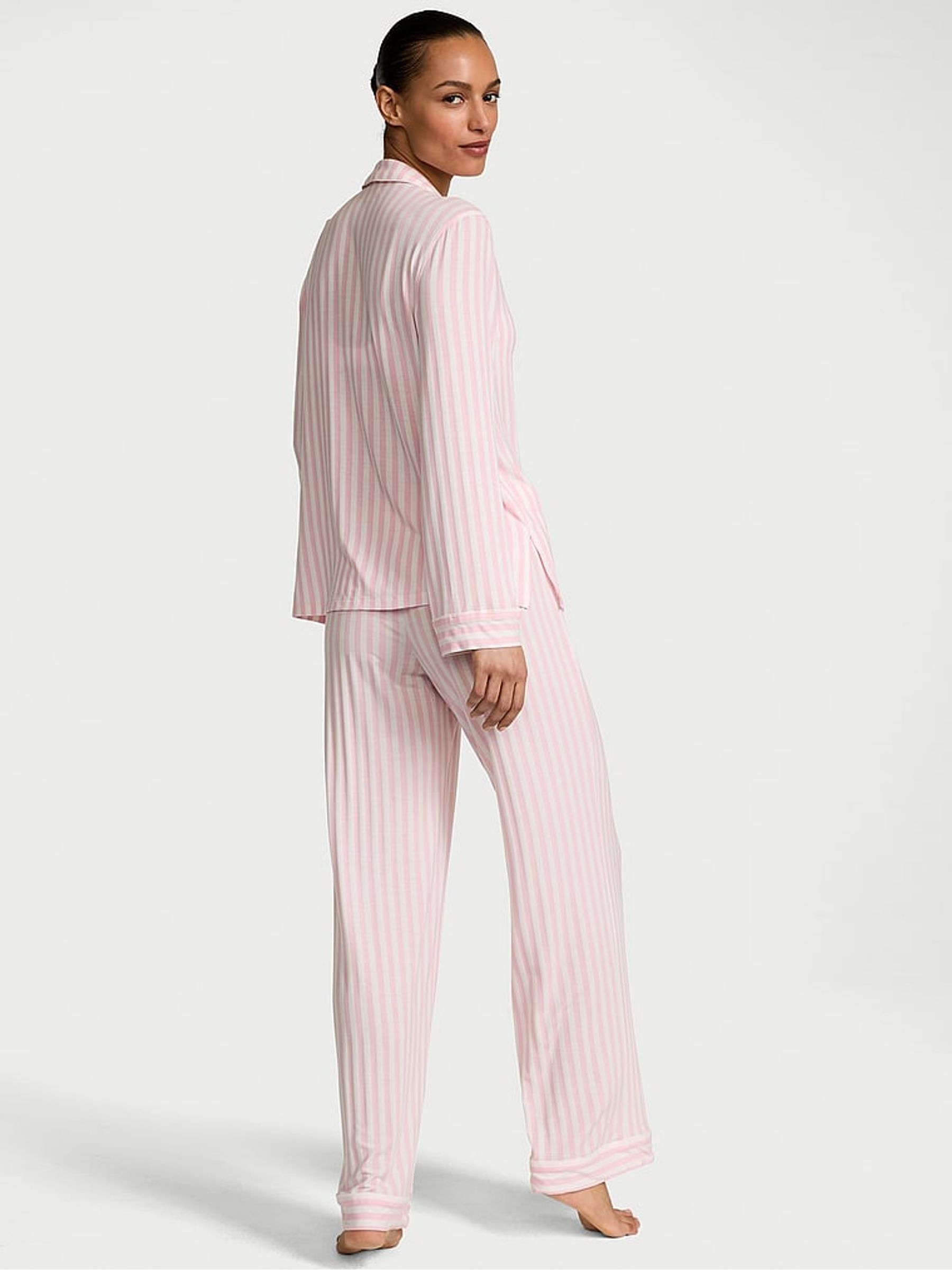 Pretty Blossom Pink Stripe Modal Long Pyjamas Set - Image 2 of 2