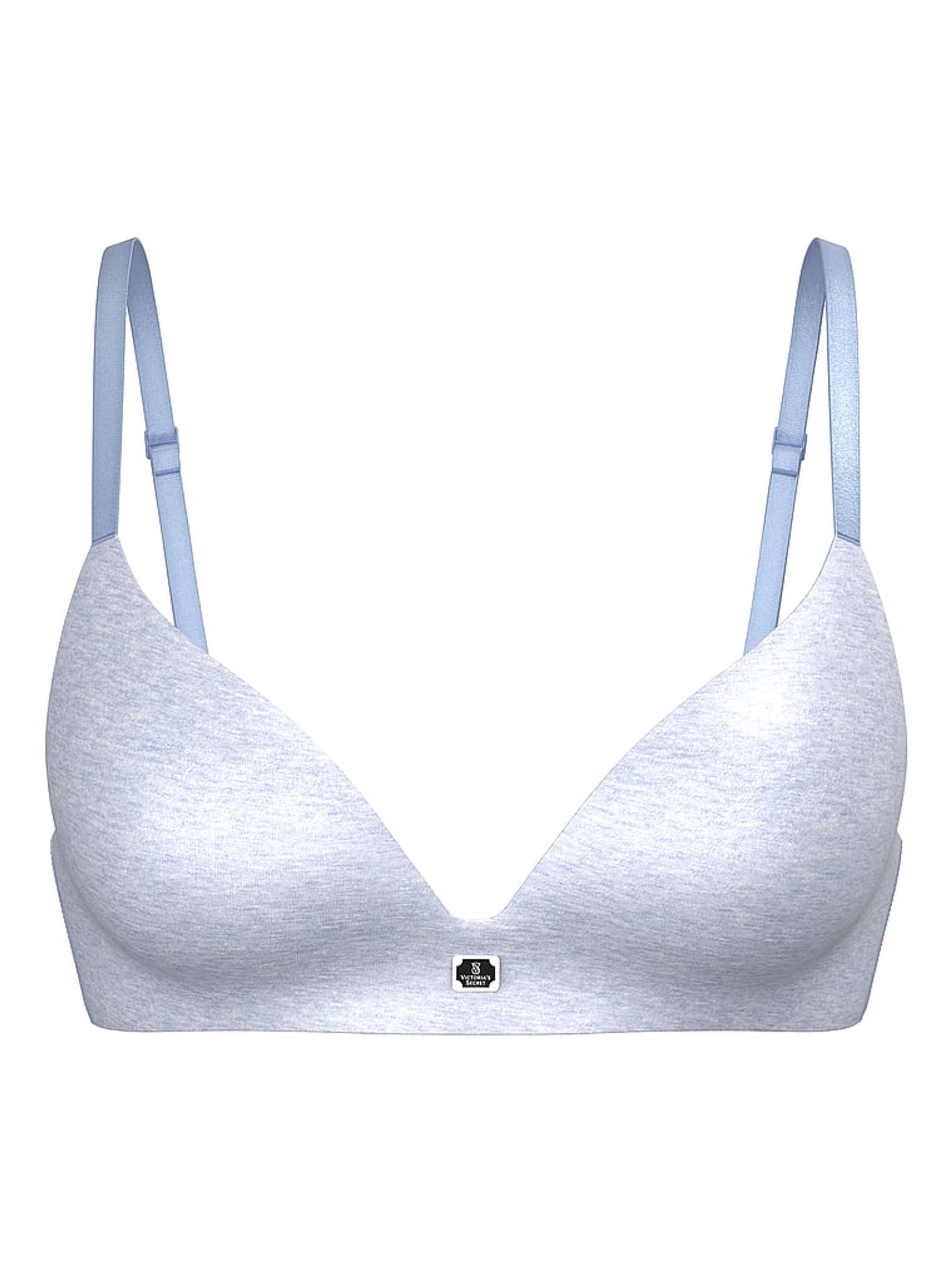 Heather Cornflower blue Non Wired Lightly Lined Cotton Logo Bra - Image 1 of 2